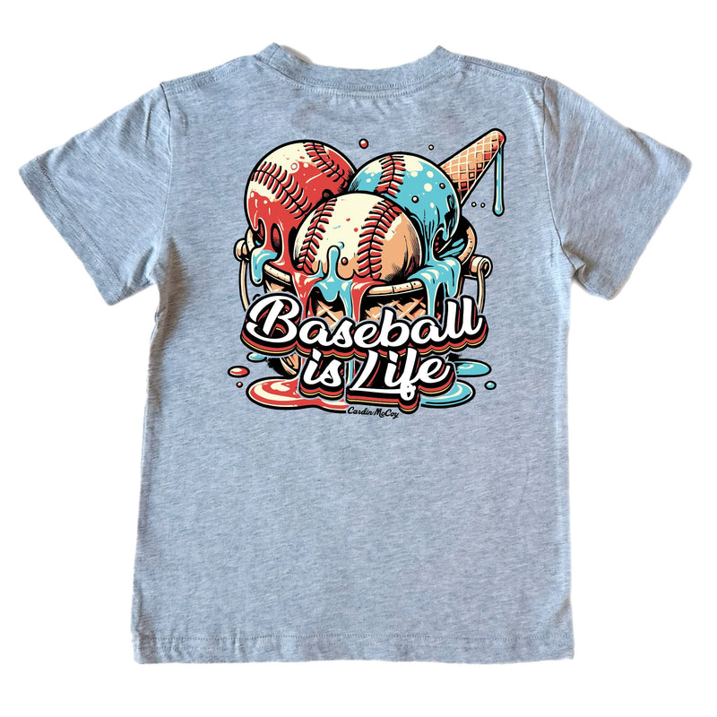 Kids' Baseball Drip Red Short-Sleeve Tee Short Sleeve T-Shirt Cardin McCoy Heather Gray XXS (2/3) Pocket