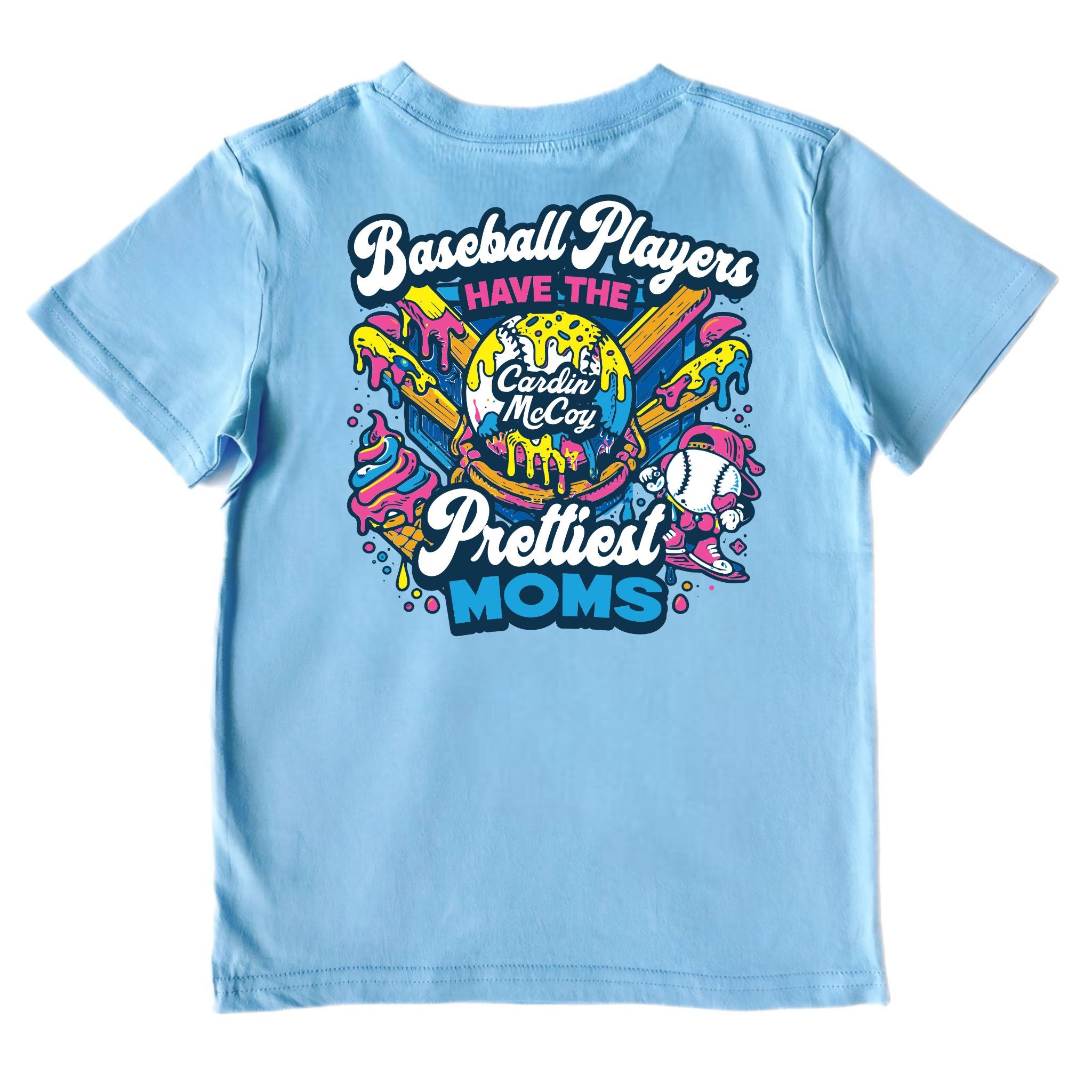 Kids' Baseball Moms Short-Sleeve Tee Short Sleeve T-Shirt Cardin McCoy Light Blue XXS (2/3) Pocket
