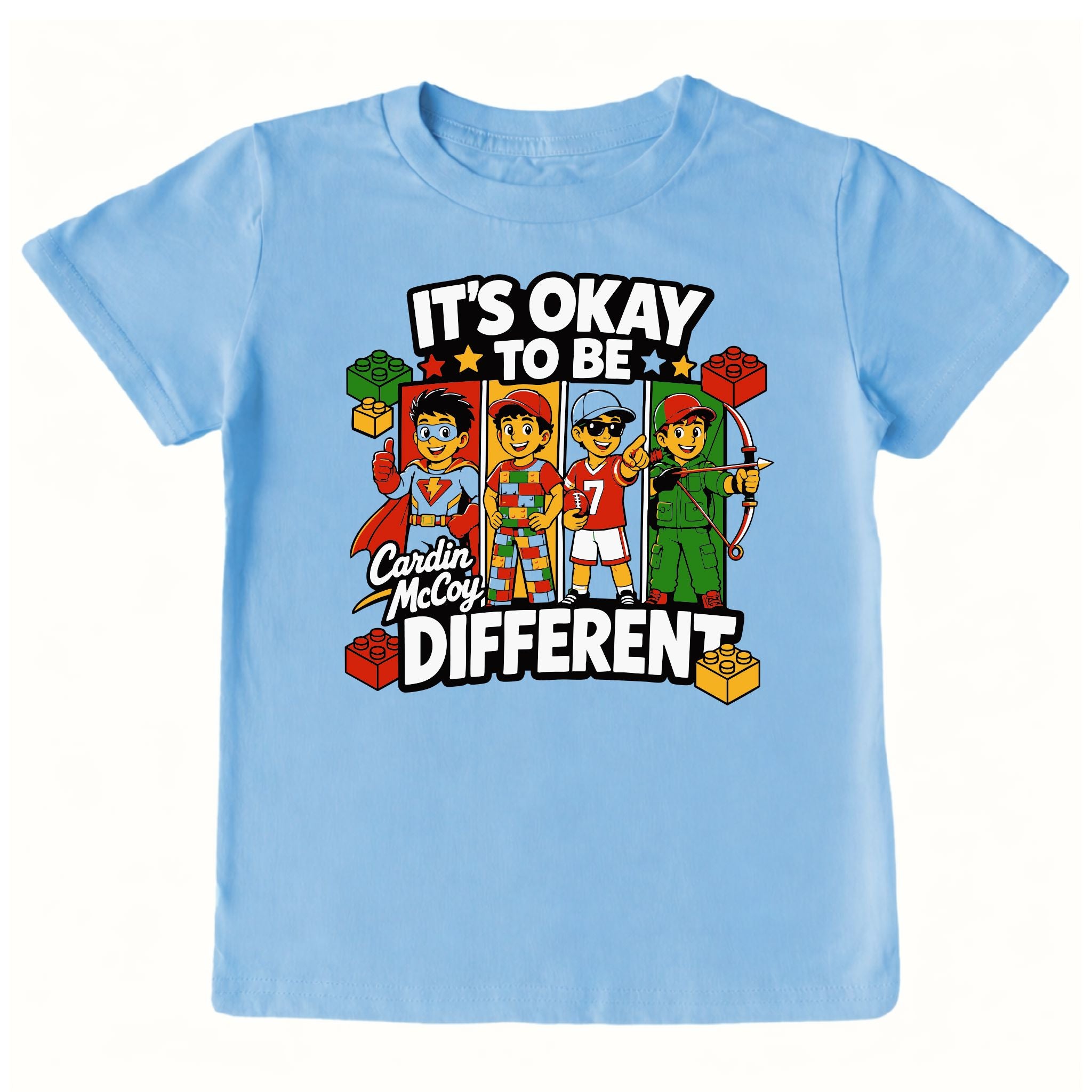 Kids' Be Different Front Design Short-Sleeve Tee Short Sleeve T-Shirt Cardin McCoy Light Blue XXS (2/3) Front