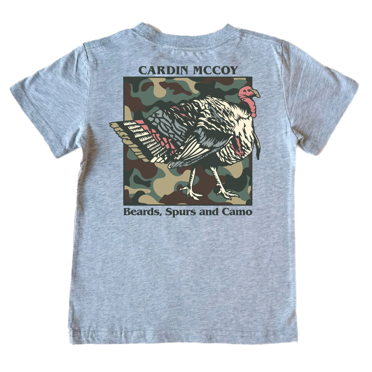 Kids' Beard Spurs and Camo Short-Sleeve Tee Short Sleeve T-Shirt Cardin McCoy Heather Gray XXS (2/3) Pocket