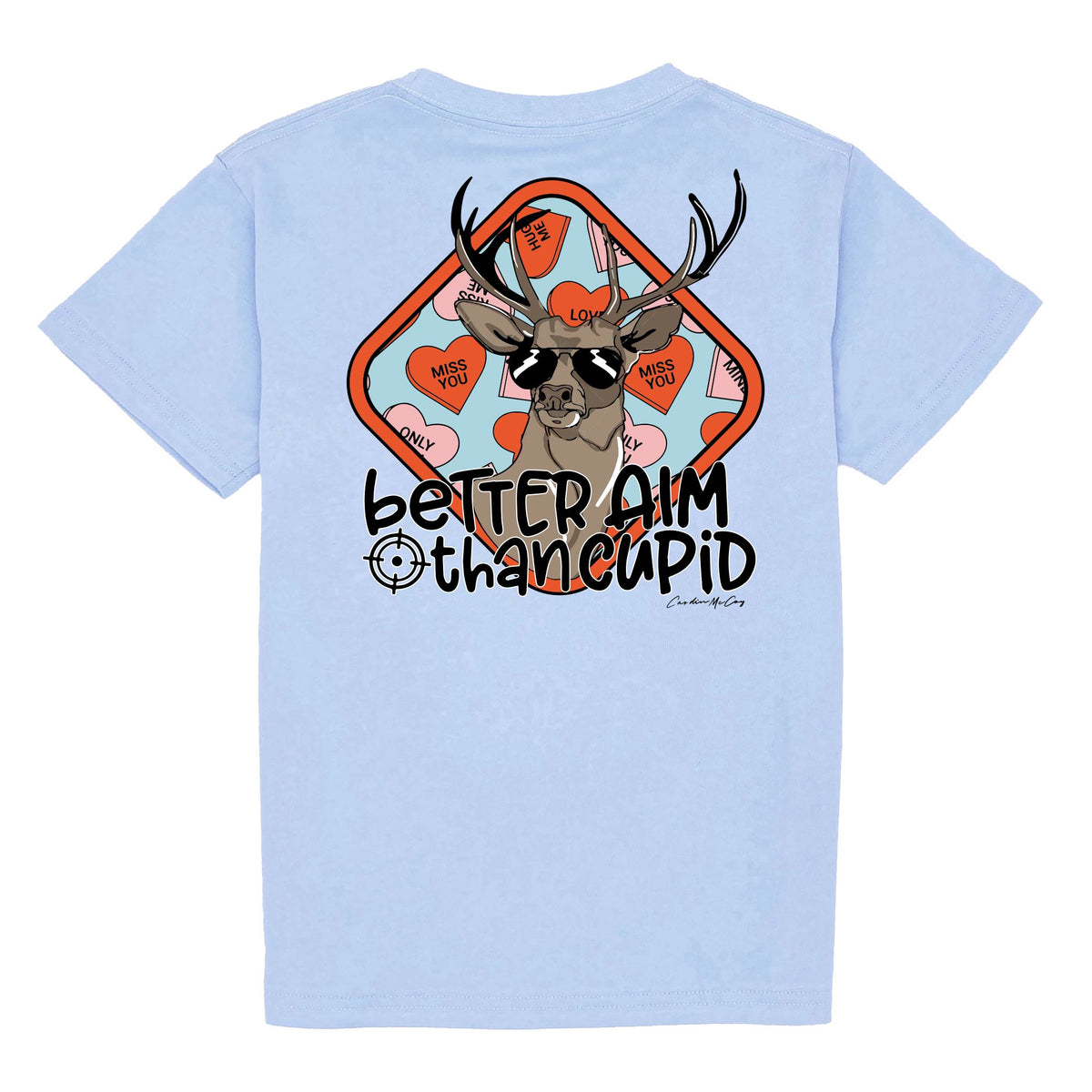 Kids' Better Aim Than Cupid Short Sleeve Pocket Tee Short Sleeve T-Shirt Cardin McCoy Light Blue No Pocket XXS (2/3) 