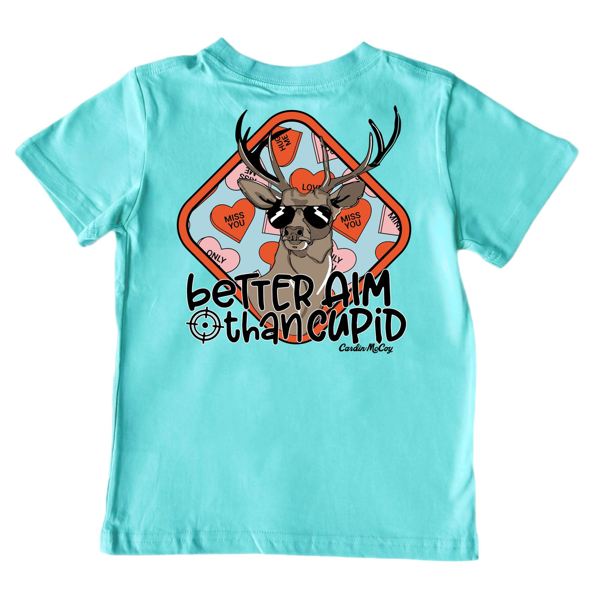 Kids' Better Aim Than Cupid Short-Sleeve Tee Short Sleeve T-Shirt Cardin McCoy Teal XXS (2/3) Pocket