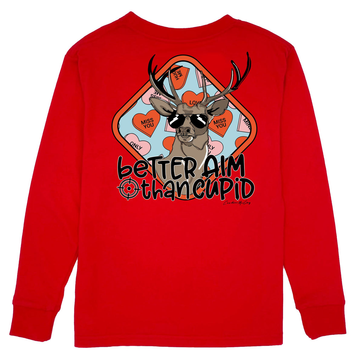 Kids' Better Aim Thank Cupid Long-Sleeve Tee Long Sleeve T-Shirt Cardin McCoy Red XXS (2/3) Pocket