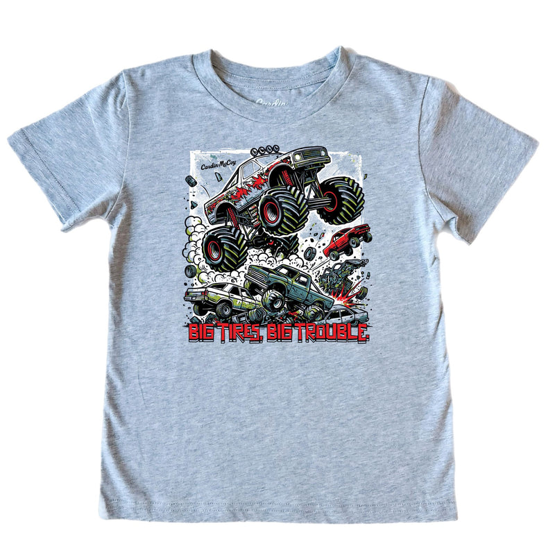 Kids' Big Tires Front Short-Sleeve Tee Short Sleeve T-Shirt Cardin McCoy Heather Gray XXS (2/3) No Pocket