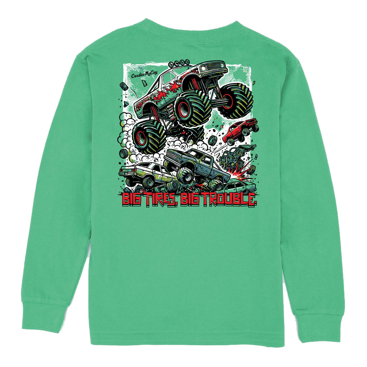 Kids' Big Tires Long-Sleeve Tee Long Sleeve T-Shirt Cardin McCoy Green XXS (2/3) Pocket