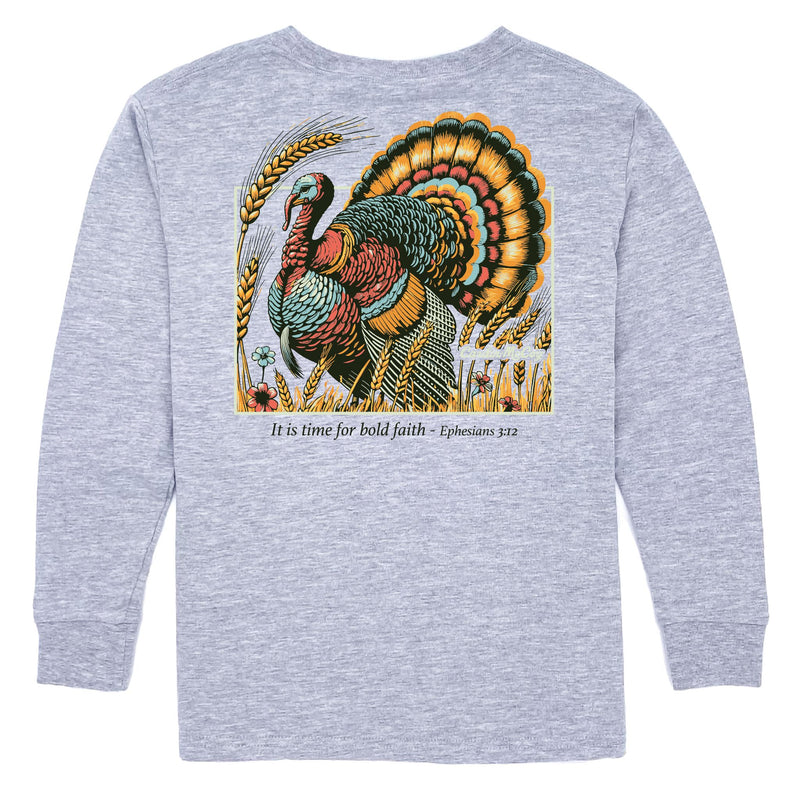 Kids' Bold Faith Long-Sleeve Tee Long Sleeve T-Shirt Cardin McCoy Heather Gray XXS (2/3) Pocket