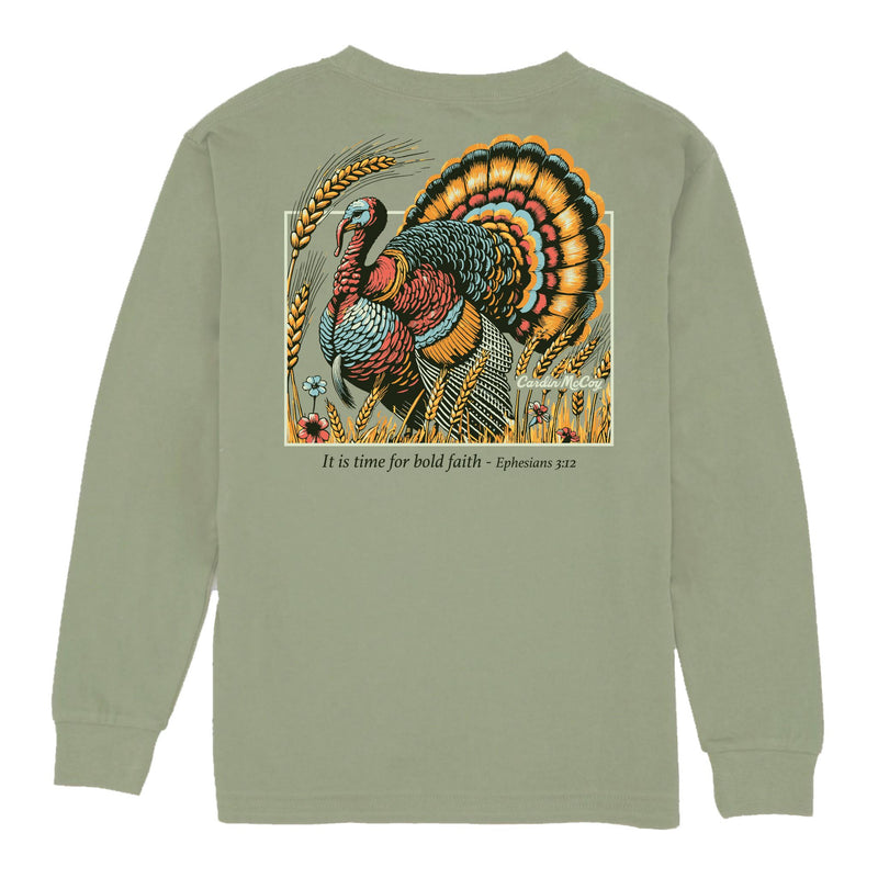 Kids' Bold Faith Long-Sleeve Tee Long Sleeve T-Shirt Cardin McCoy Light Olive XXS (2/3) Pocket