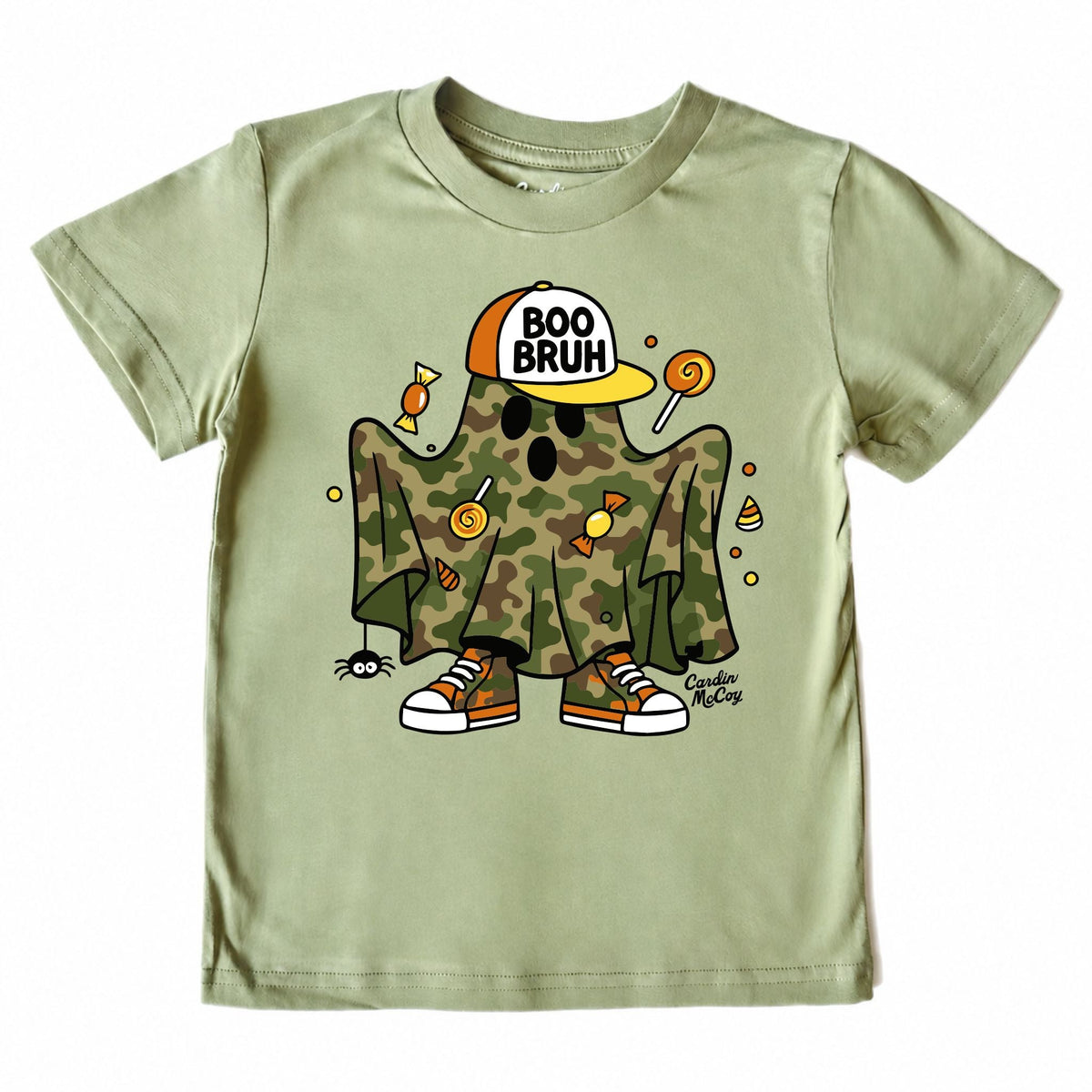 Included tee: Boo Bruh in Light Olive