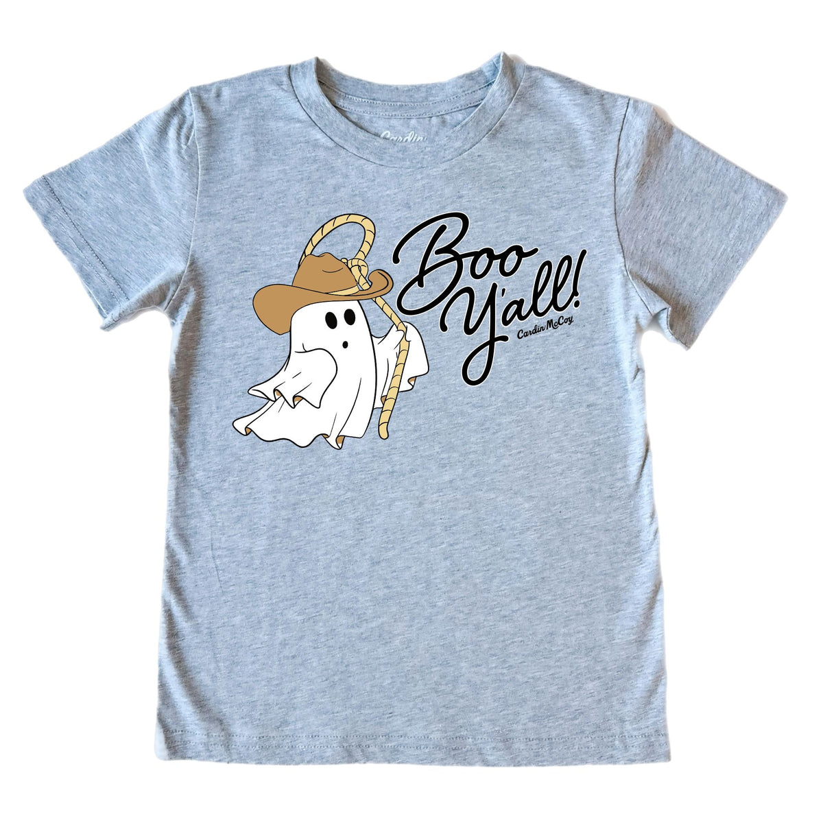 Kids' Boo Y'all Front Short-Sleeve Tee Short Sleeve T-Shirt Cardin McCoy Heather Gray XXS (2/3) No Pocket
