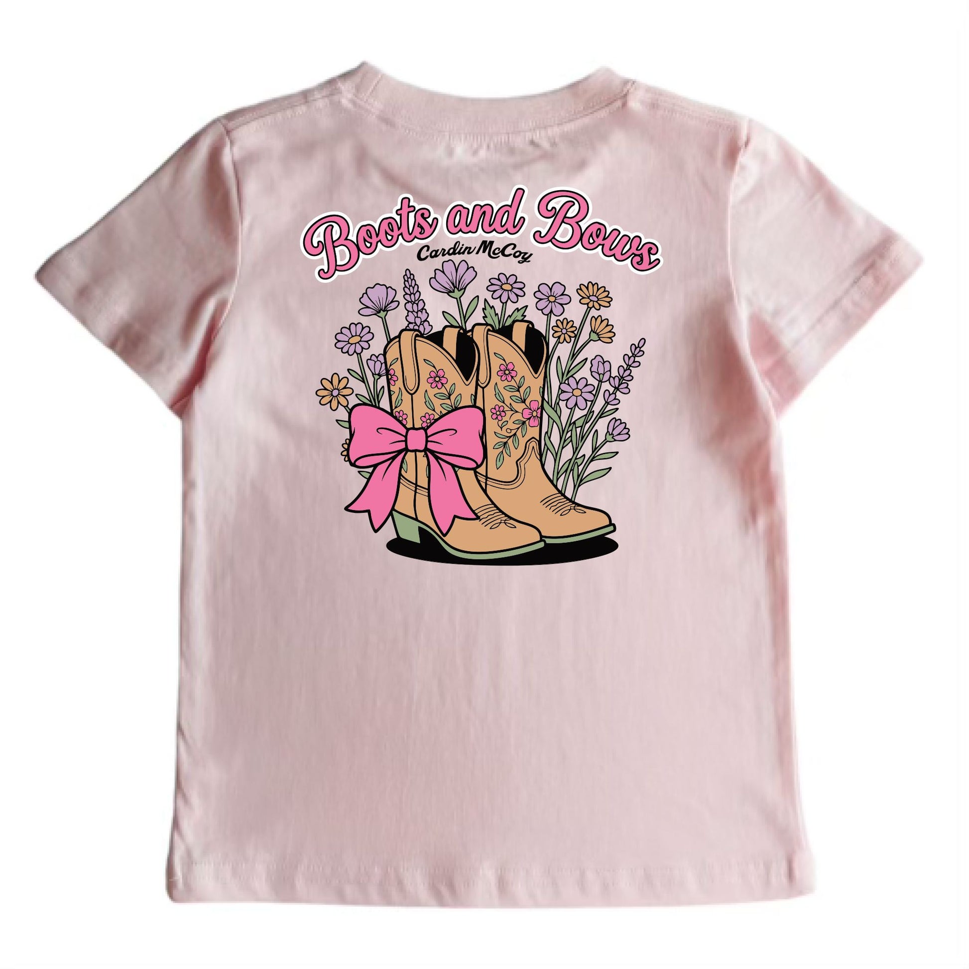Kids' Boots & Bows Short-Sleeve Tee Short Sleeve T-Shirt Cardin McCoy Light Pink XXS (2/3) Pocket