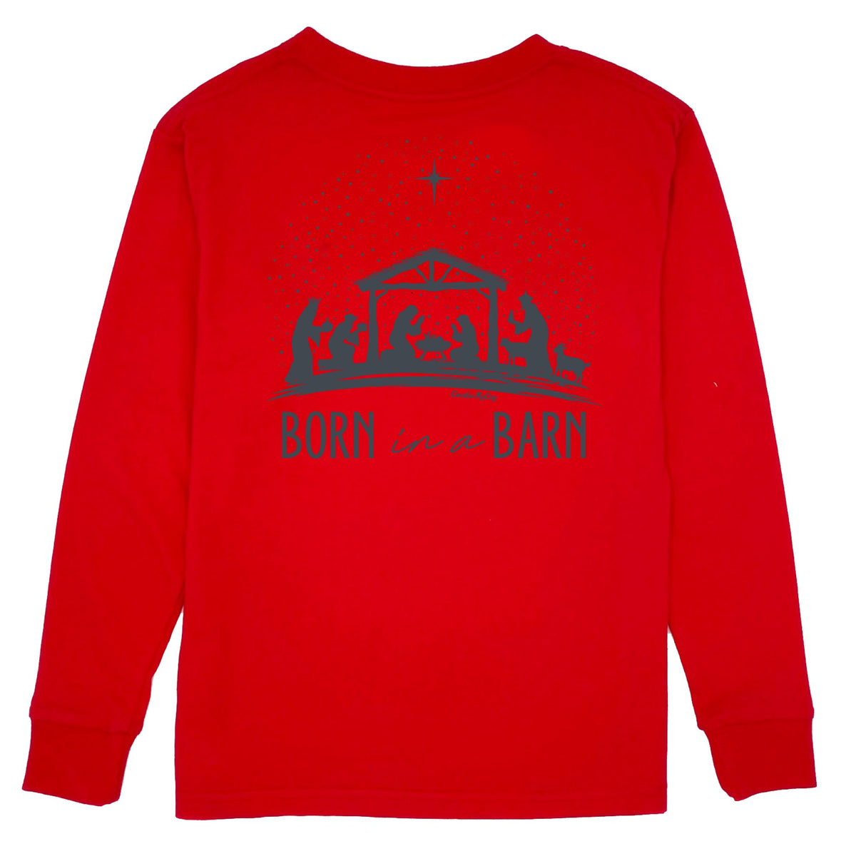 Kids' Born in a Barn Long-Sleeve Tee Long Sleeve T-Shirt Cardin McCoy Red XXS (2/3) Pocket