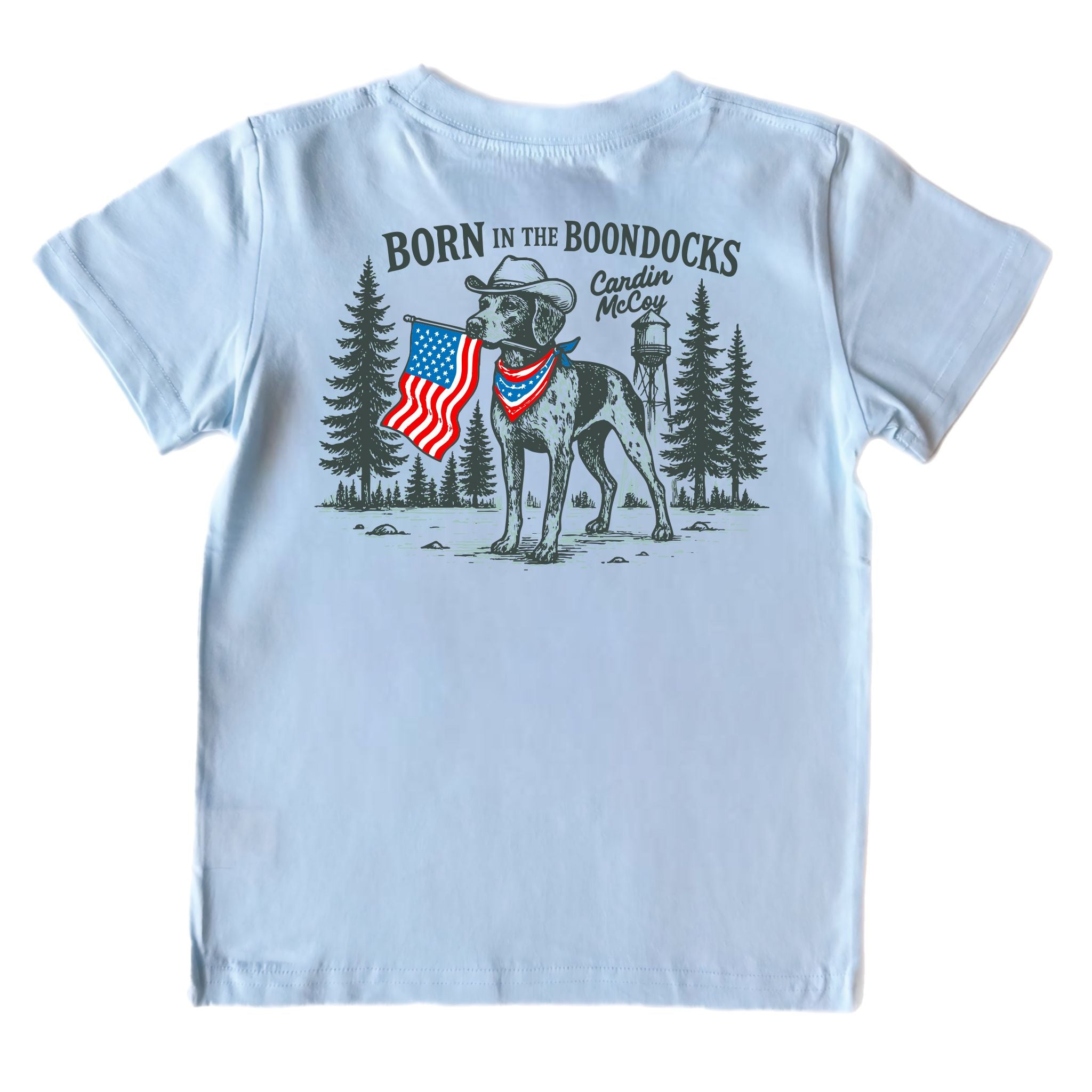 Kids' Born in the Boondocks Short-Sleeve Tee Short Sleeve T-Shirt Cardin McCoy Cool Blue XXS (2/3) Pocket