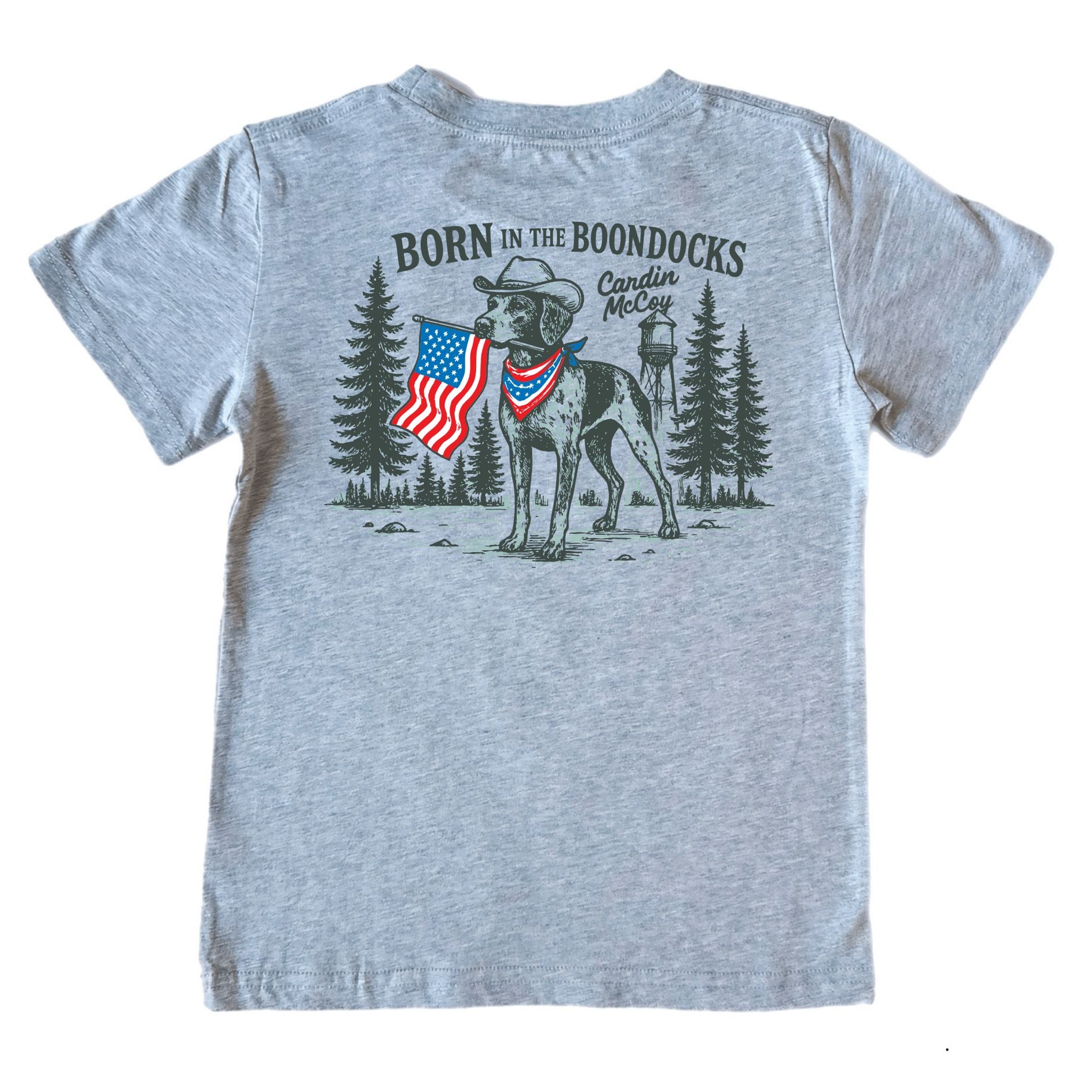 Kids' Born in the Boondocks Short-Sleeve Tee Short Sleeve T-Shirt Cardin McCoy Heather Gray XXS (2/3) Pocket