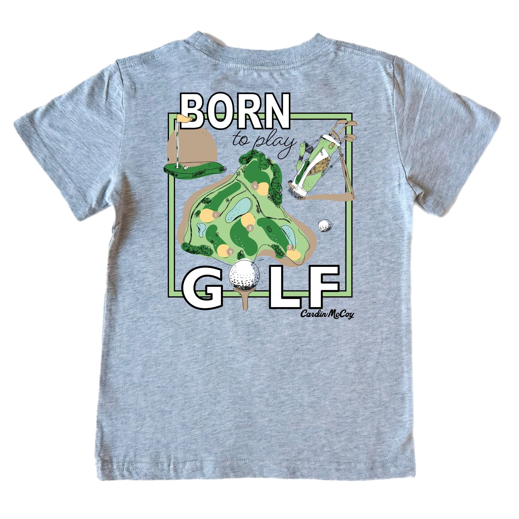 Kids' Born to Play Golf Short-Sleeve Tee Short Sleeve T-Shirt Cardin McCoy Heather Gray XXS (2/3) Pocket