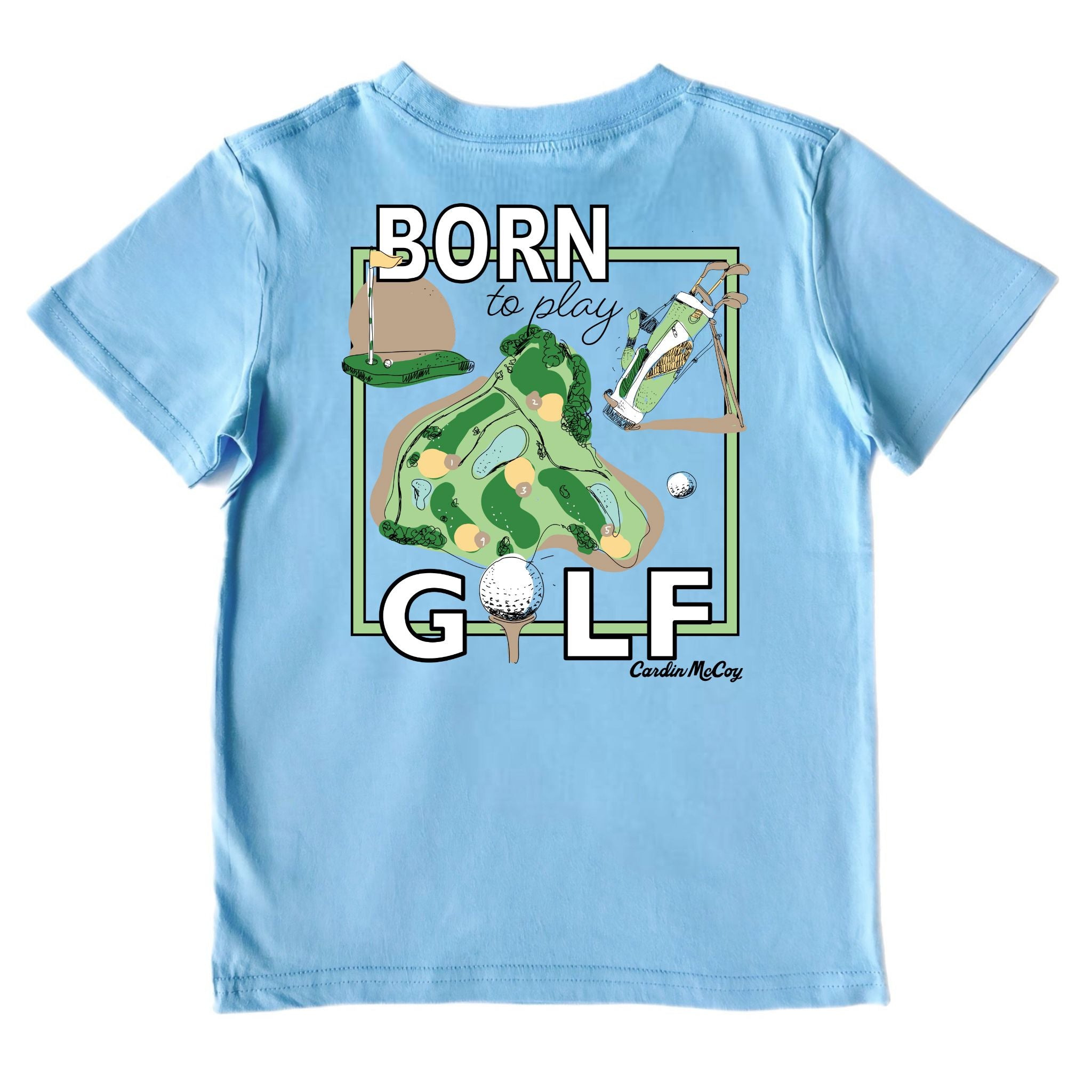 Kids' Born to Play Golf Short-Sleeve Tee Short Sleeve T-Shirt Cardin McCoy Light Blue XXS (2/3) Pocket
