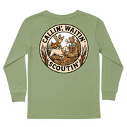 Kids' Callin' Waitin' Scoutin' Long-Sleeve Tee Long Sleeve T-Shirt Cardin McCoy Light Olive XXS (2/3) Pocket