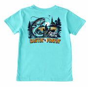 Kids' Castin and Prayin Short-Sleeve Tee Short Sleeve T-Shirt Cardin McCoy Teal XXS (2/3) Pocket