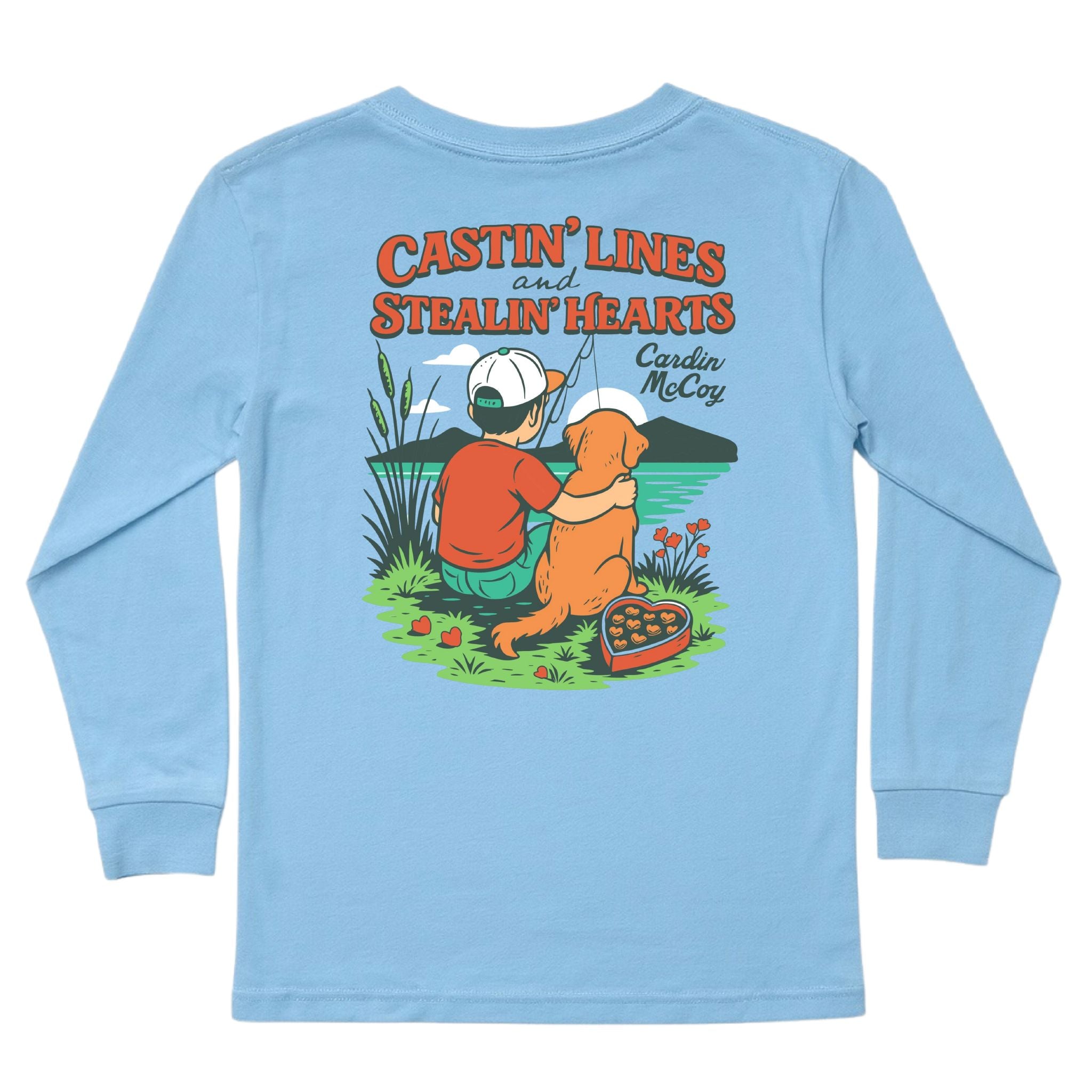 Kids' Castin’ Lines & Stealing Hearts Long-Sleeve Tee Long Sleeve T-Shirt Cardin McCoy Light Blue XXS (2/3) Pocket