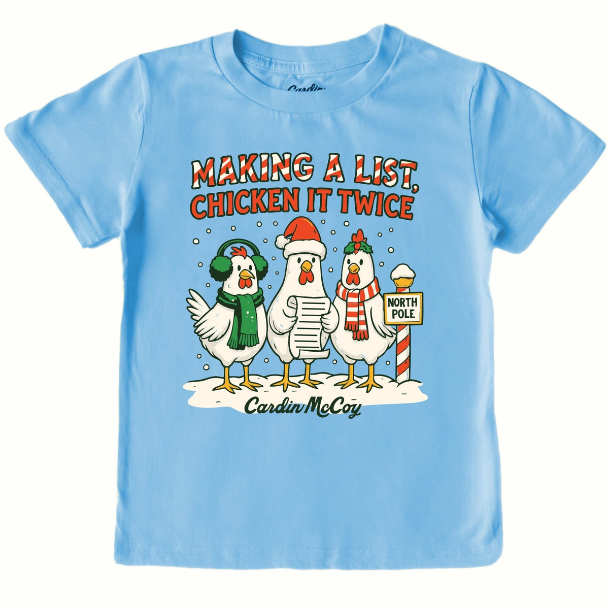 Kids' Chicken It Twice Front Design Short-Sleeve Tee Short Sleeve T-Shirt Cardin McCoy Light Blue XXS (2/3) Pocket