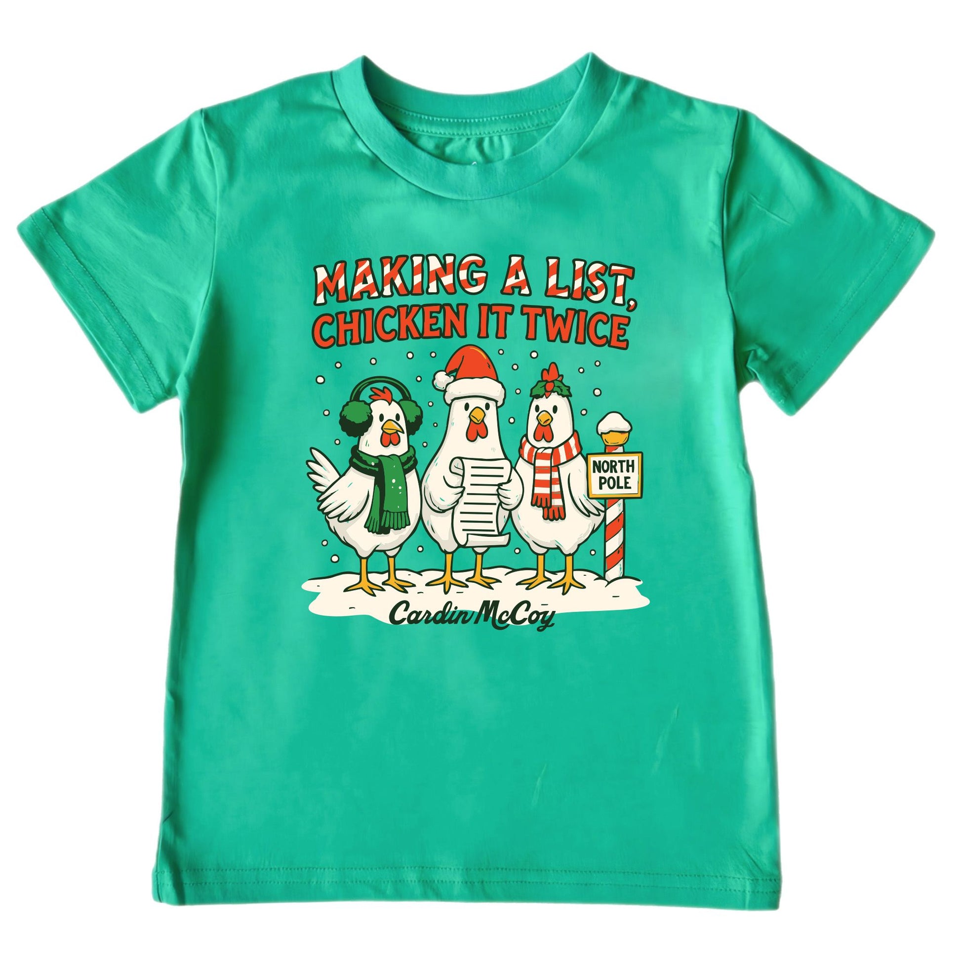 Kids' Chicken It Twice Front Short-Sleeve Tee Short Sleeve T-Shirt Cardin McCoy Green XXS (2/3) No Pocket