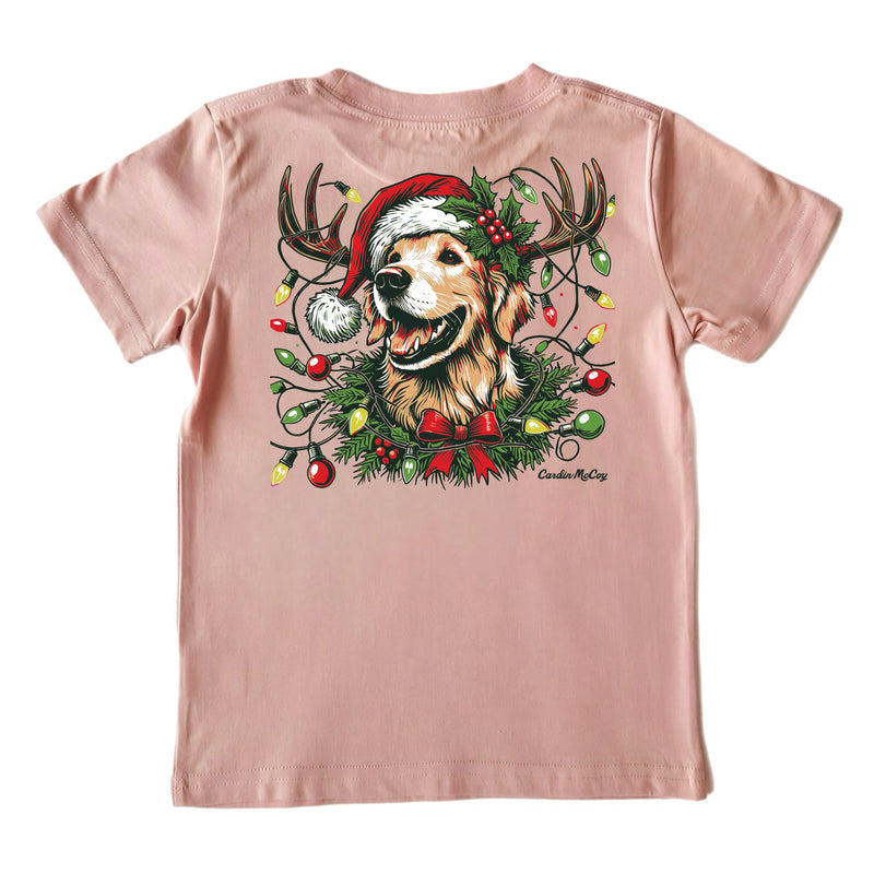 Kids' Christmas Dog Short-Sleeve Tee Short Sleeve T-Shirt Cardin McCoy Rose Tan XXS (2/3) Pocket