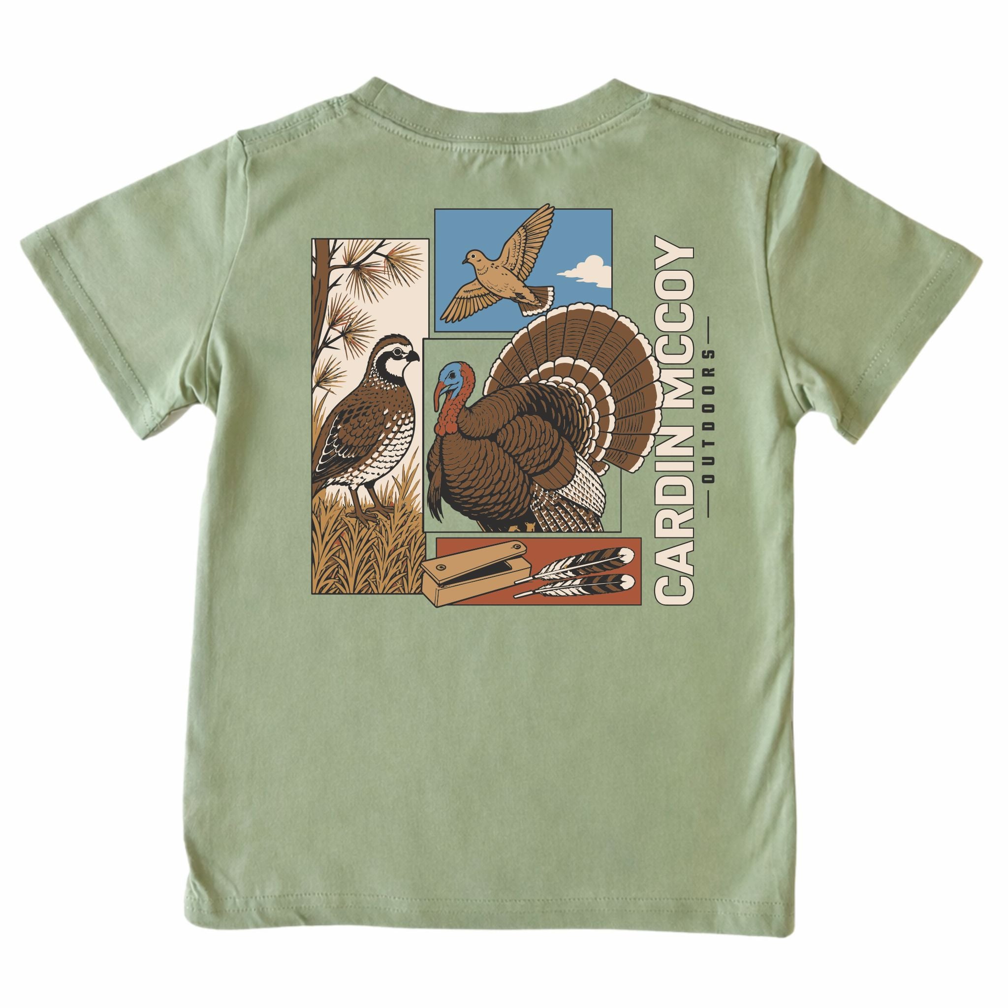 Kids' CM Outdoors Birds Short-Sleeve Tee Short Sleeve T-Shirt Cardin McCoy Light Olive XXS (2/3) Pocket