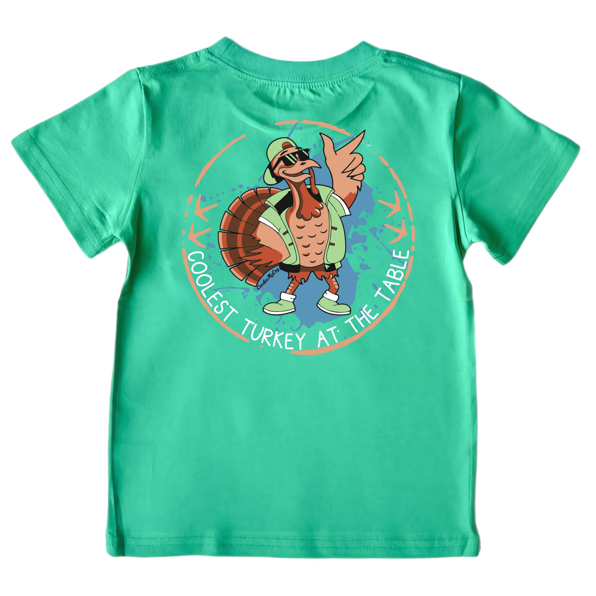 Kids' Coolest Turkey Short-Sleeve Tee Short Sleeve T-Shirt Cardin McCoy Green XXS (2/3) Pocket