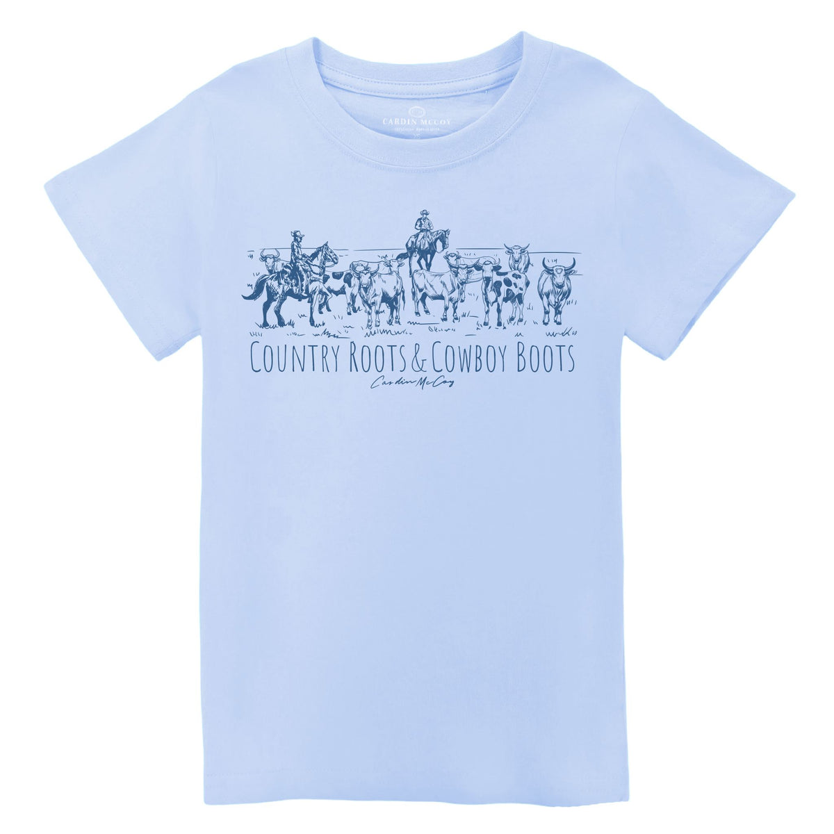 Kids' Country Roots & Cowboy Boots Front Short Sleeve Tee Short Sleeve T-Shirt Cardin McCoy Light Blue XXS (2/3) 