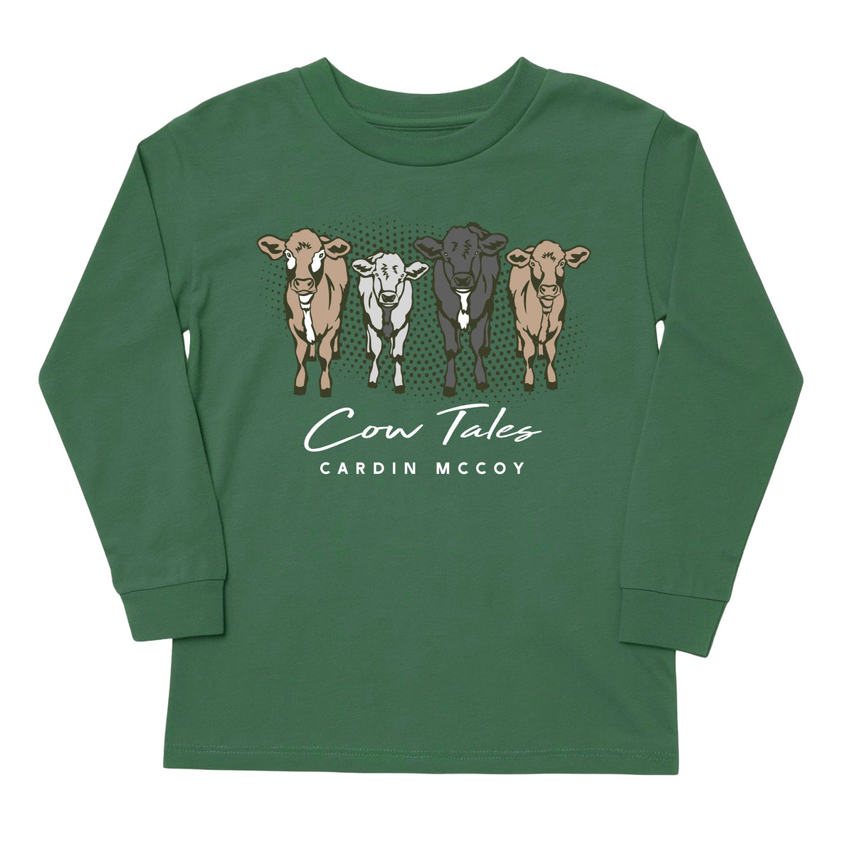 Kids' Cow Tales Front Long-Sleeve Tee Long Sleeve T-Shirt Cardin McCoy Dark Olive XXS (2/3) No Pocket