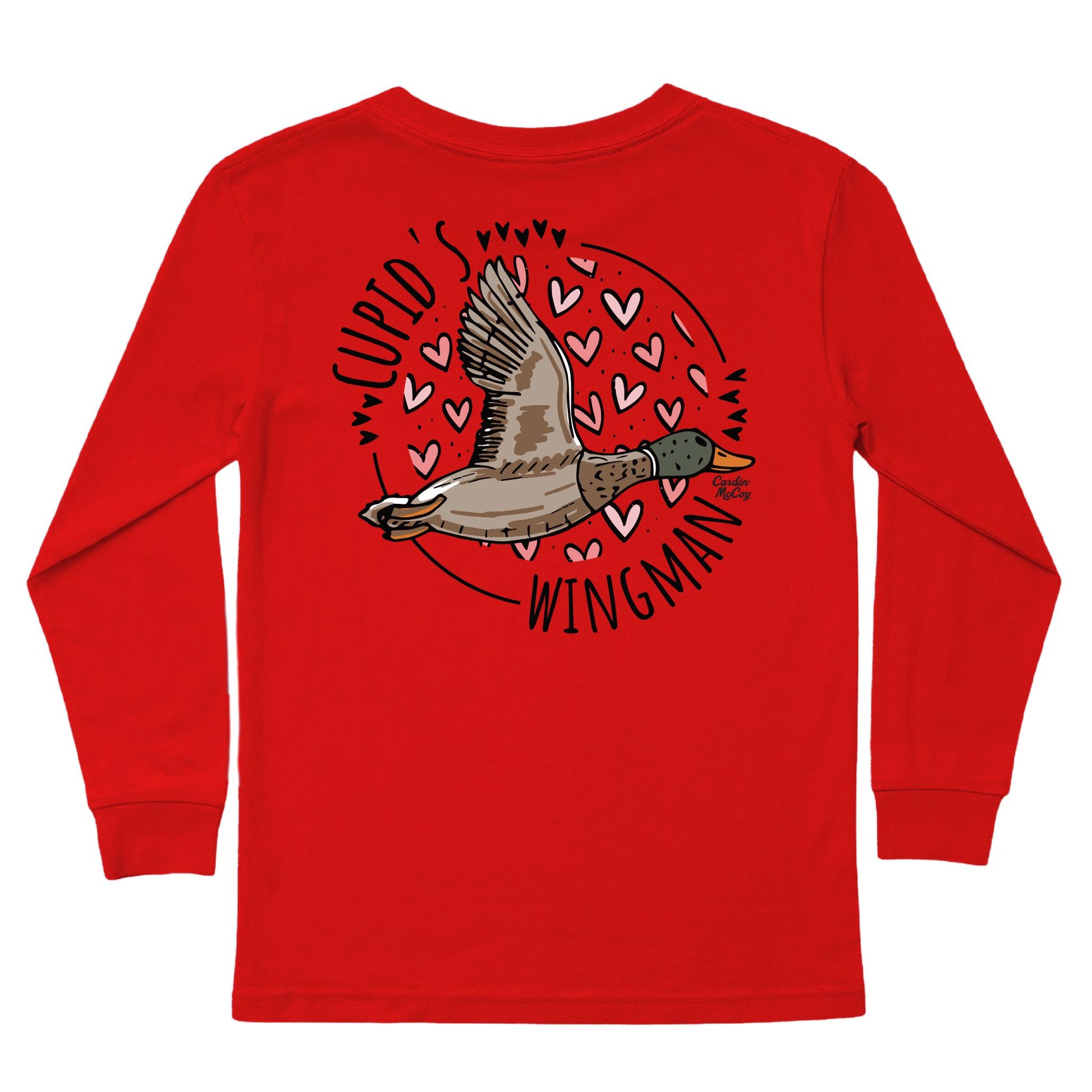 Kids' Cupid's Wingman Long-Sleeve Tee Long Sleeve T-Shirt Cardin McCoy Red XXS (2/3) Pocket