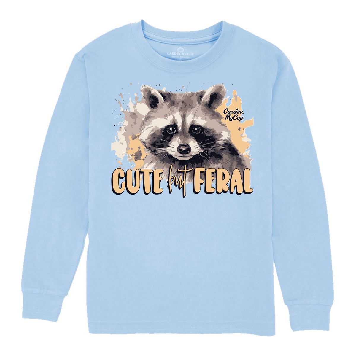 Kids' Cute But Feral Front Long-Sleeve Tee Long Sleeve T-Shirt Cardin McCoy Light Blue XXS (2/3) Pocket