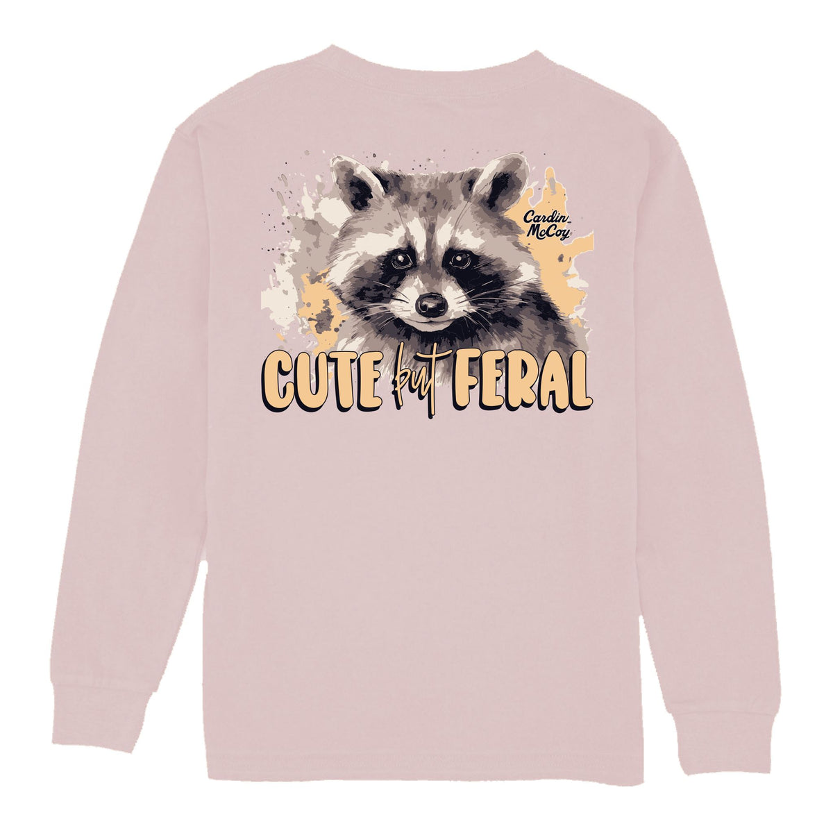 Kids' Cute But Feral Long-Sleeve Tee Long Sleeve T-Shirt Cardin McCoy Light Pink XXS (2/3) Pocket