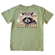 Kids' Cute But Feral Short-Sleeve Tee Short Sleeve T-Shirt Cardin McCoy Light Olive XXS (2/3) Pocket