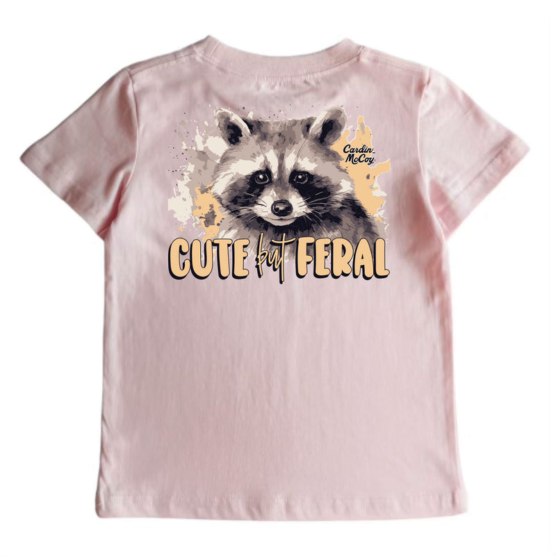 Kids' Cute But Feral Short-Sleeve Tee Short Sleeve T-Shirt Cardin McCoy Light Pink XXS (2/3) Pocket