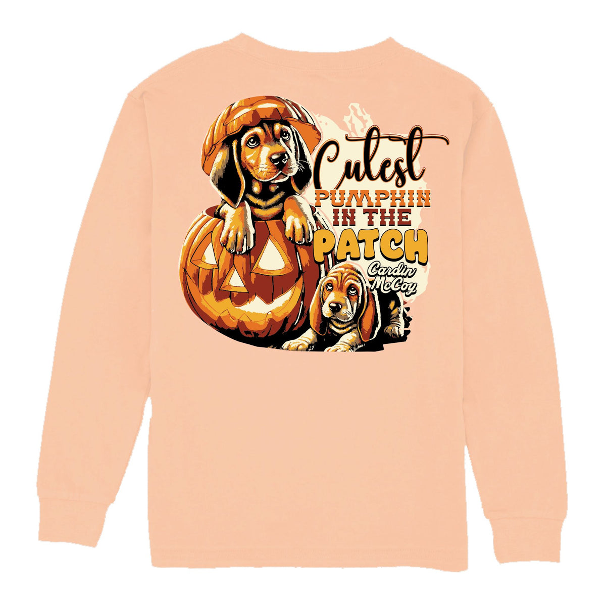 Kids' Cutest Pumpkin Long-Sleeve Tee Long Sleeve T-Shirt Cardin McCoy Peach XXS (2/3) Pocket