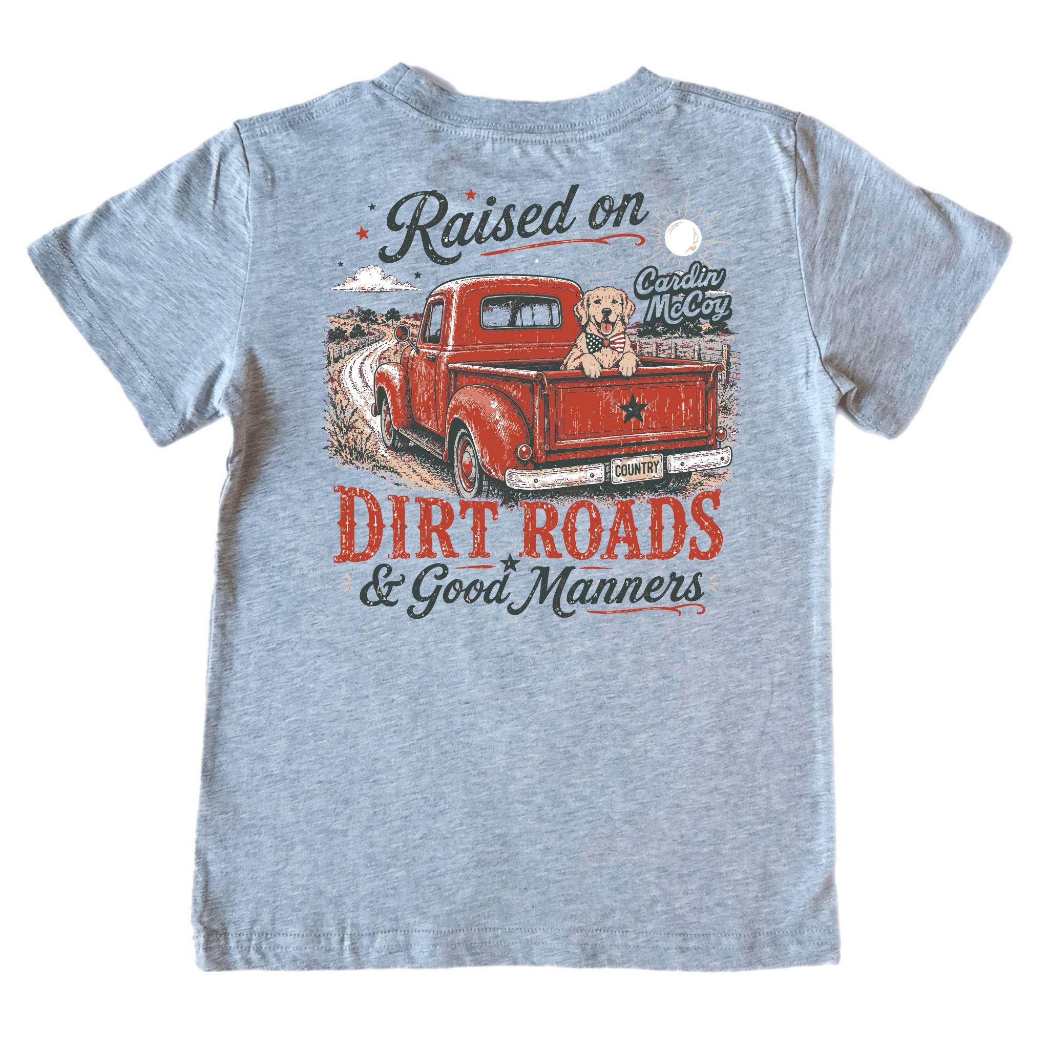 Kids' Dirt Roads and Good Manners Short-Sleeve Tee Short Sleeve T-Shirt Cardin McCoy Heather Gray XXS (2/3) Pocket