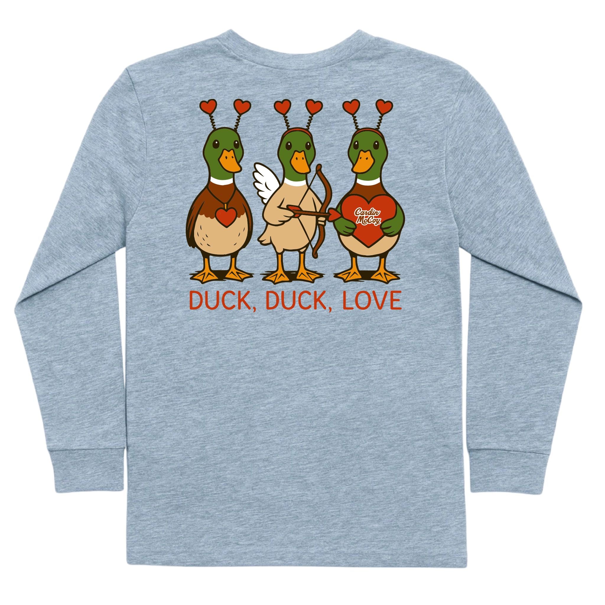 Kids' Duck, Duck, Love Long-Sleeve Tee Long Sleeve T-Shirt Cardin McCoy Heather Gray XXS (2/3) Pocket
