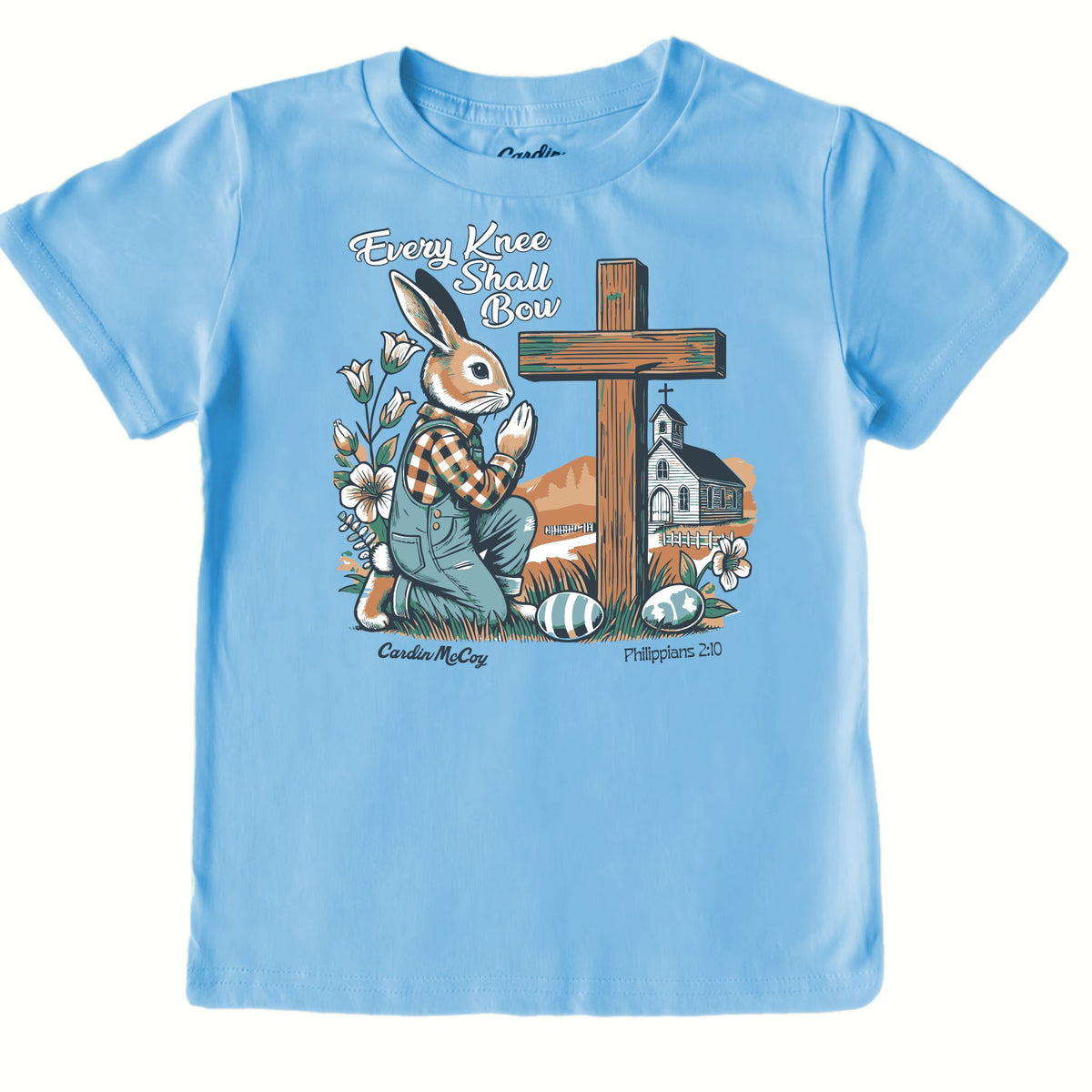 Kids' Every Knee Easter Front Short-Sleeve Tee Short Sleeve T-Shirt Cardin McCoy Light Blue XXS (2/3) No Pocket