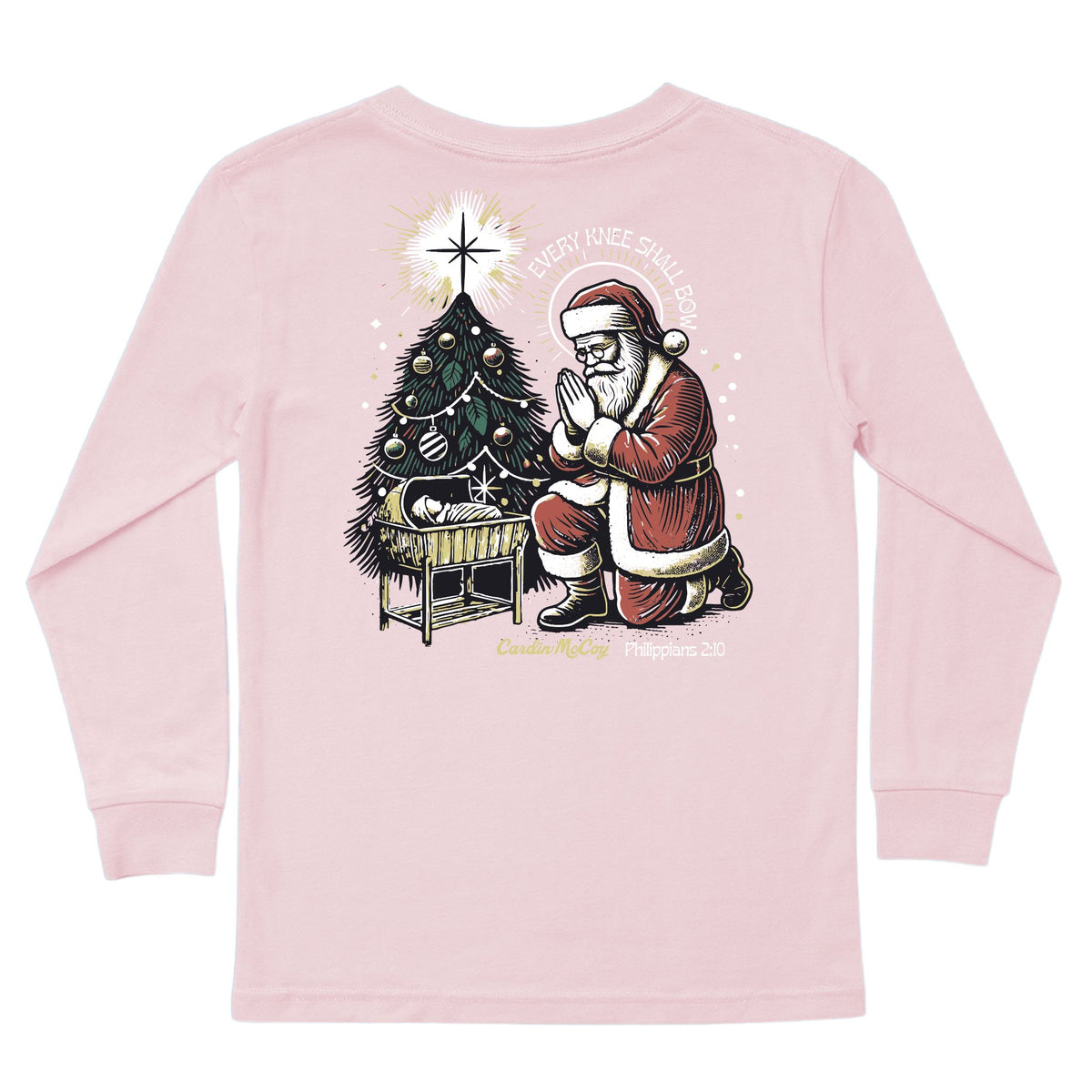 Kids' Every Knee Shall Bow Long-Sleeve Tee Long Sleeve T-Shirt Cardin McCoy Light Pink XXS (2/3) Pocket
