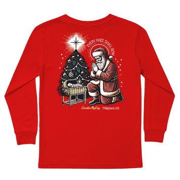 Kids' Every Knee Shall Bow Long-Sleeve Tee Long Sleeve T-Shirt Cardin McCoy Red XXS (2/3) Pocket