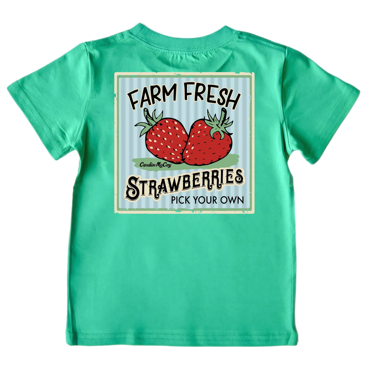 Kids' Farm Fresh Strawberries Short-Sleeve Tee Short Sleeve T-Shirt Cardin McCoy Green XXS (2/3) Pocket