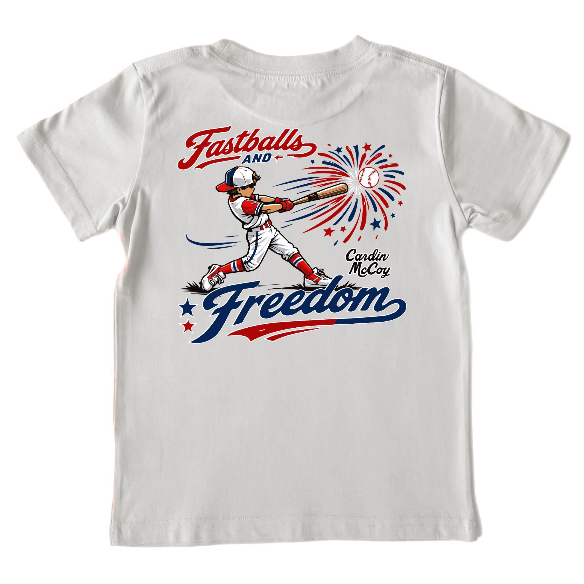 Kids' Fastballs and Freedom Hat Short-Sleeve Tee Short Sleeve T-Shirt Cardin McCoy Ice Gray XXS (2/3) Pocket