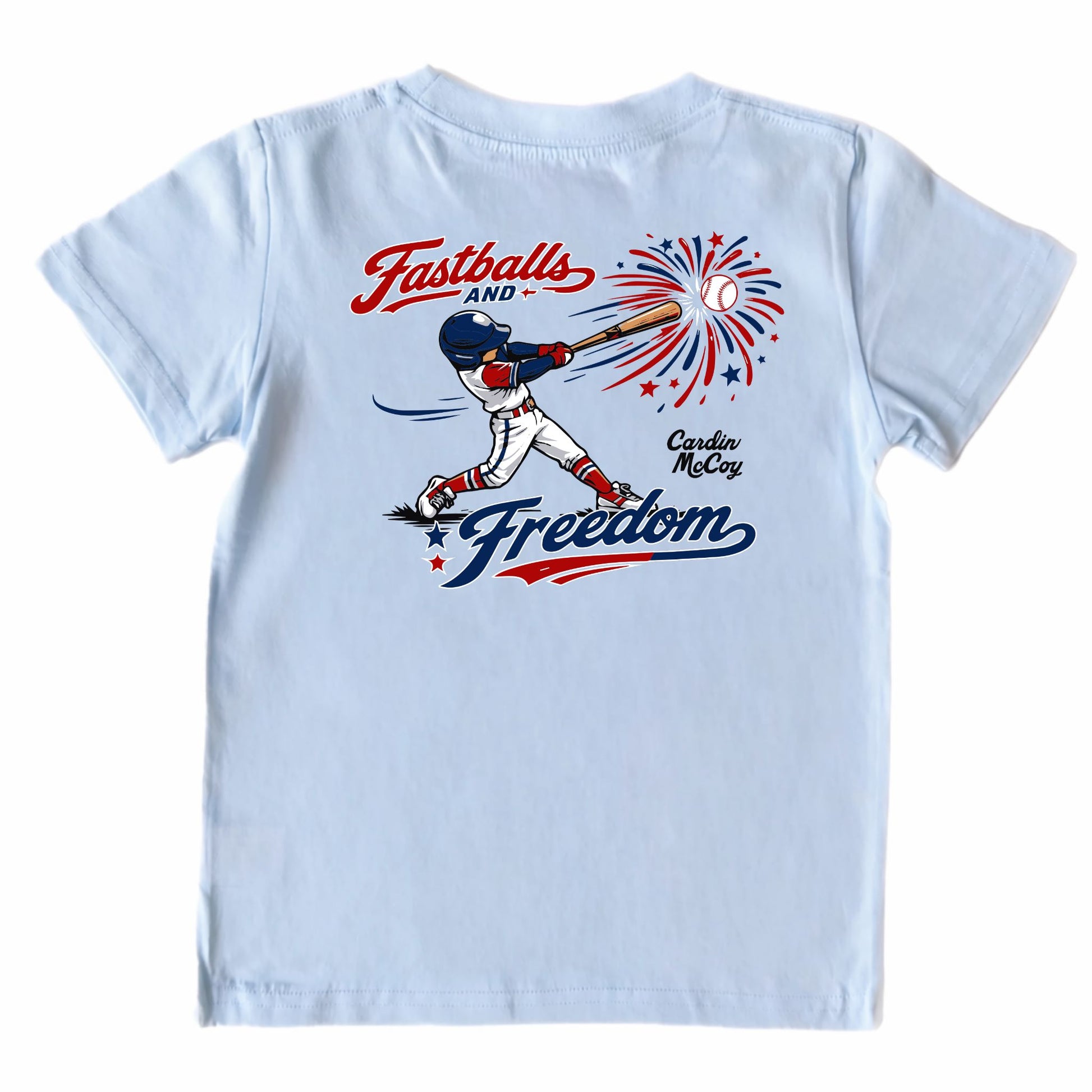 Kids' Fastballs and Freedom Helmet Short-Sleeve Tee Short Sleeve T-Shirt Cardin McCoy Cool Blue XXS (2/3) Pocket
