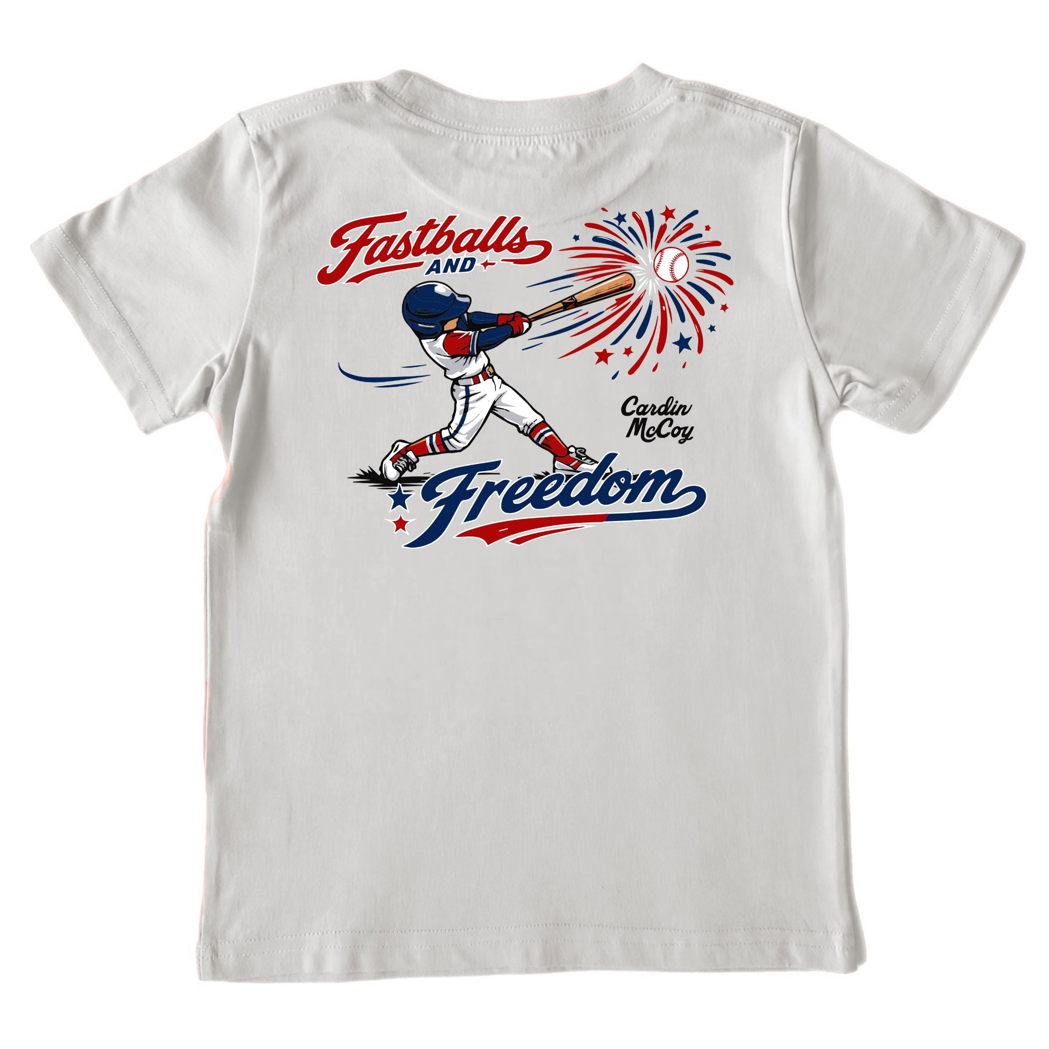 Kids' Fastballs and Freedom Helmet Short-Sleeve Tee Short Sleeve T-Shirt Cardin McCoy Ice Gray XXS (2/3) Pocket