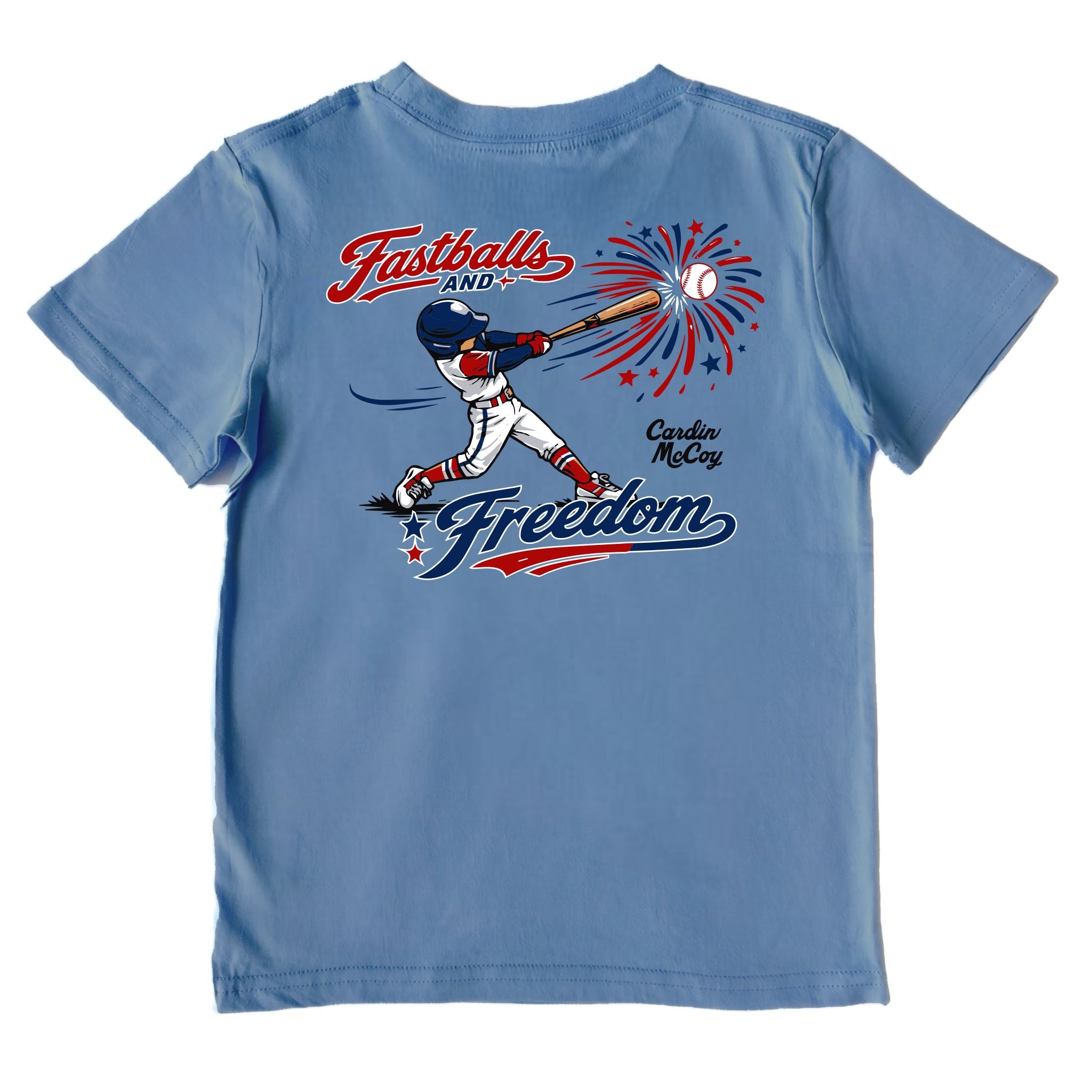 Kids' Fastballs & Freedom With Helmet Baseball Performance Short-Sleeve Tee Short Sleeve T-Shirt Cardin McCoy Captain Blue XXS (2/3) Performance