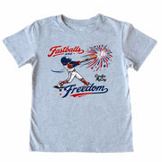 Kids' Fastballs & Freedom With Helmet Front Short-Sleeve Tee Short Sleeve T-Shirt Cardin McCoy Heather Gray XXS (2/3) Front