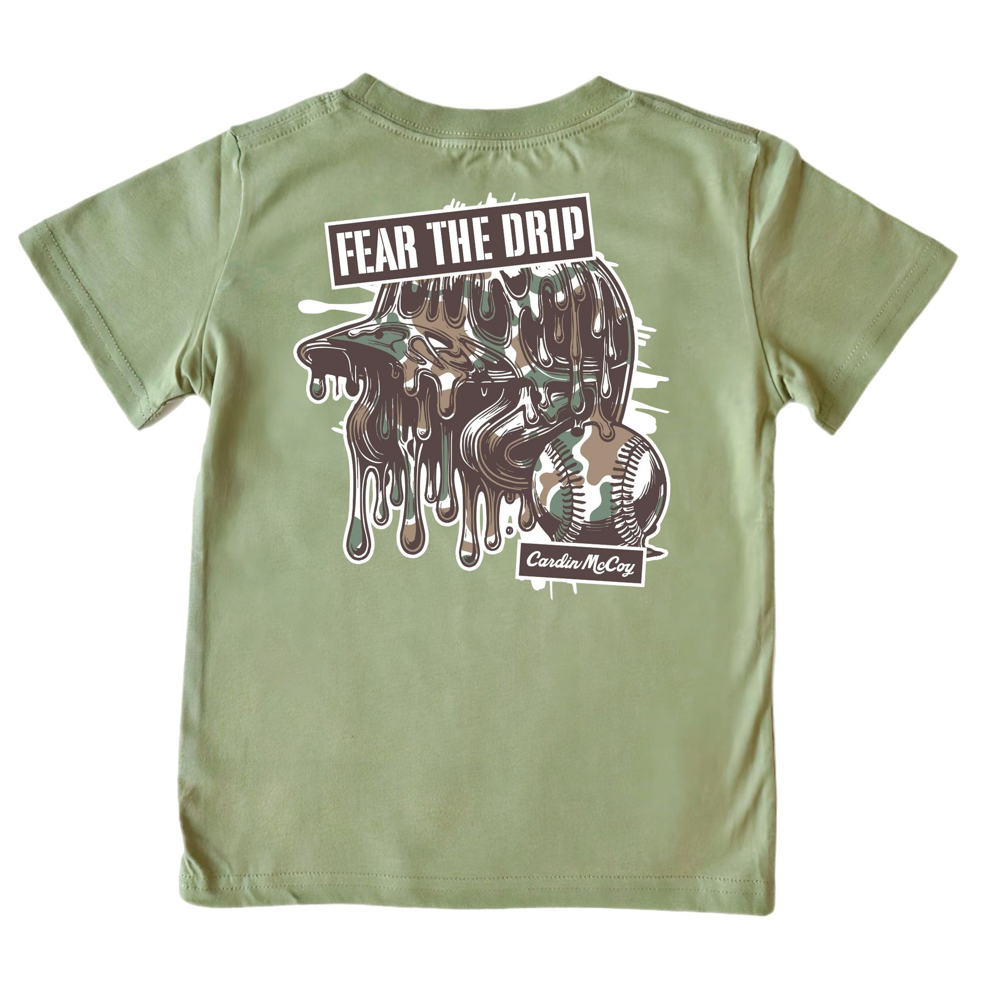 Kids' Fear the Drip Camo Short-Sleeve Tee Short Sleeve T-Shirt Cardin McCoy Light Olive XXS (2/3) Pocket