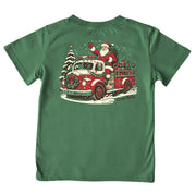 Kids' Firetruck Santa Short-Sleeve Tee Short Sleeve T-Shirt Cardin McCoy Dark Olive XXS (2/3) Pocket