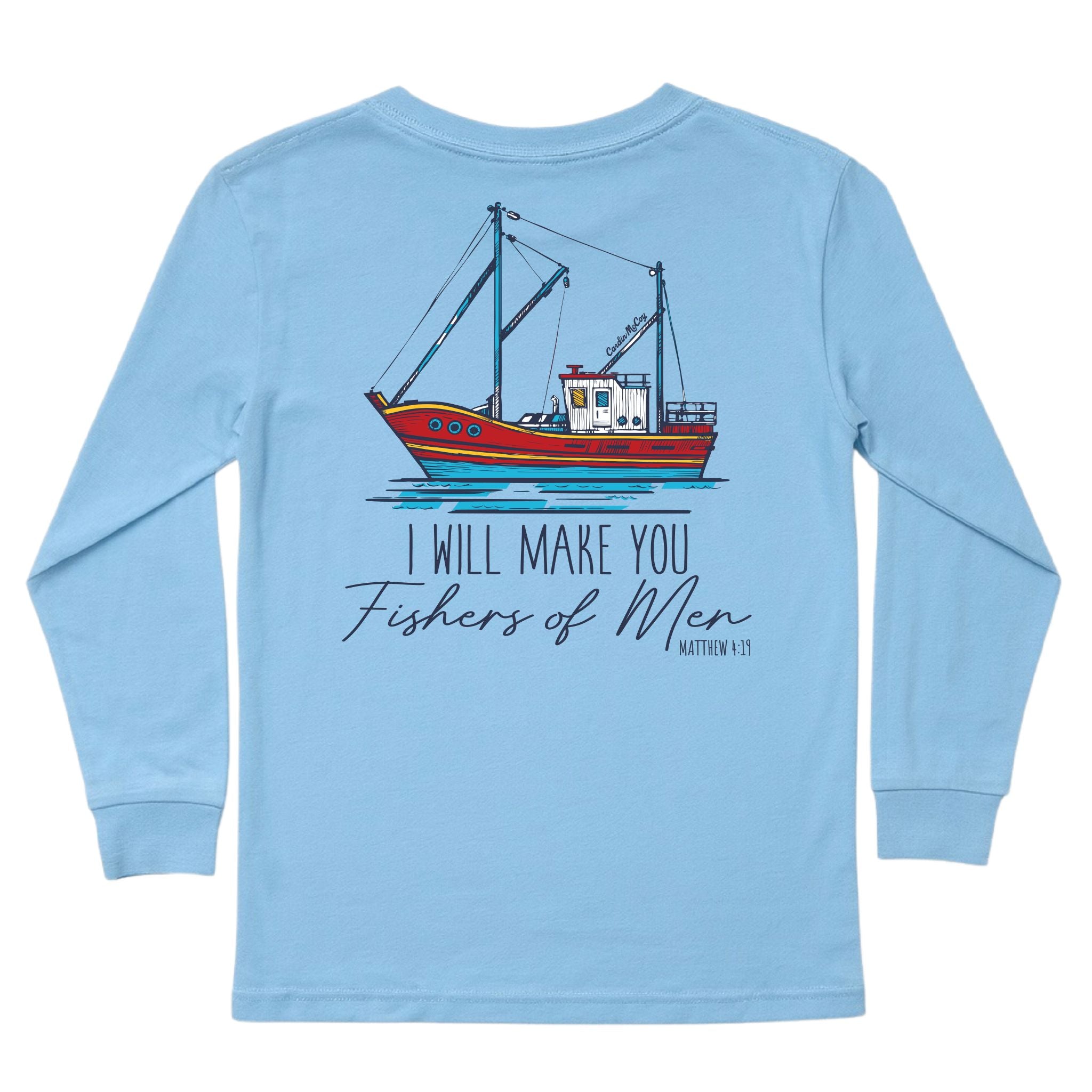Kids' Fishers Of Men Long-Sleeve Tee Long Sleeve T-Shirt Cardin McCoy Light Blue XXS (2/3) Pocket