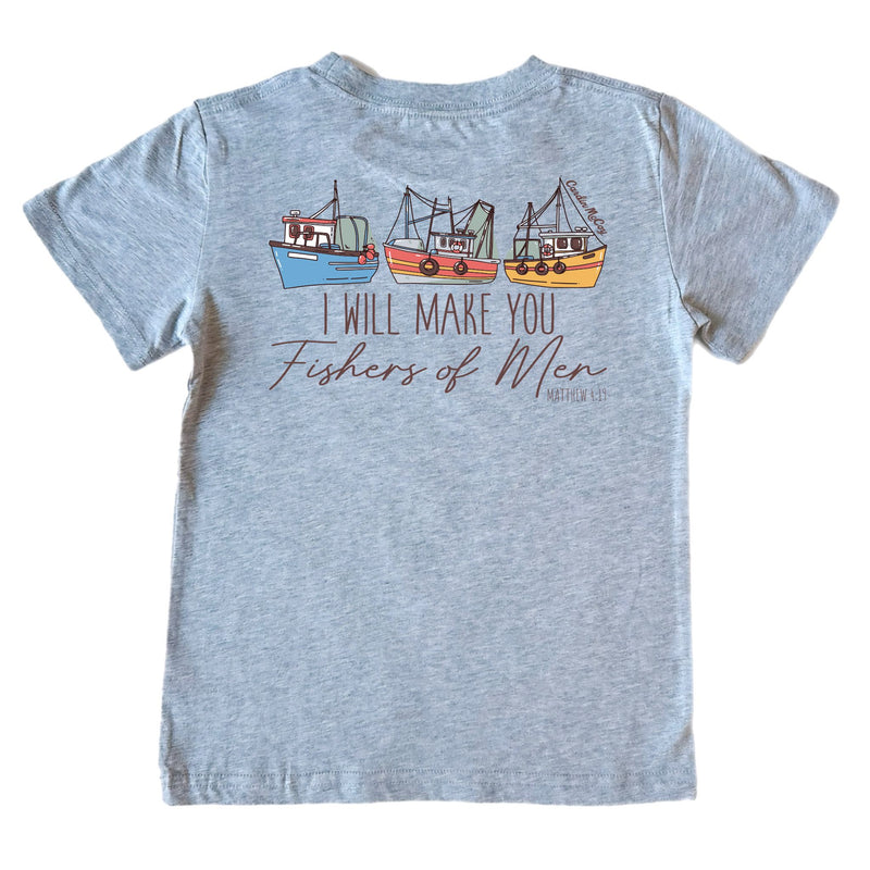 Kids' Fishers of Men Short-Sleeve Tee Short Sleeve T-Shirt Cardin McCoy Heather Gray XXS (2/3) Pocket